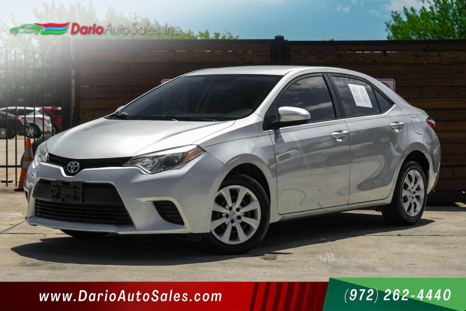 2015 Silver Toyota Corolla L 4-Speed AT (5YFBURHE9FP) with an 1.8L L4 DOHC 16V engine, 4-Speed Automatic transmission, located at 2401 E Main St., Grand Prairie, TX, 75050, (972) 262-4440, 32.748981, -96.969643 - Photo#0