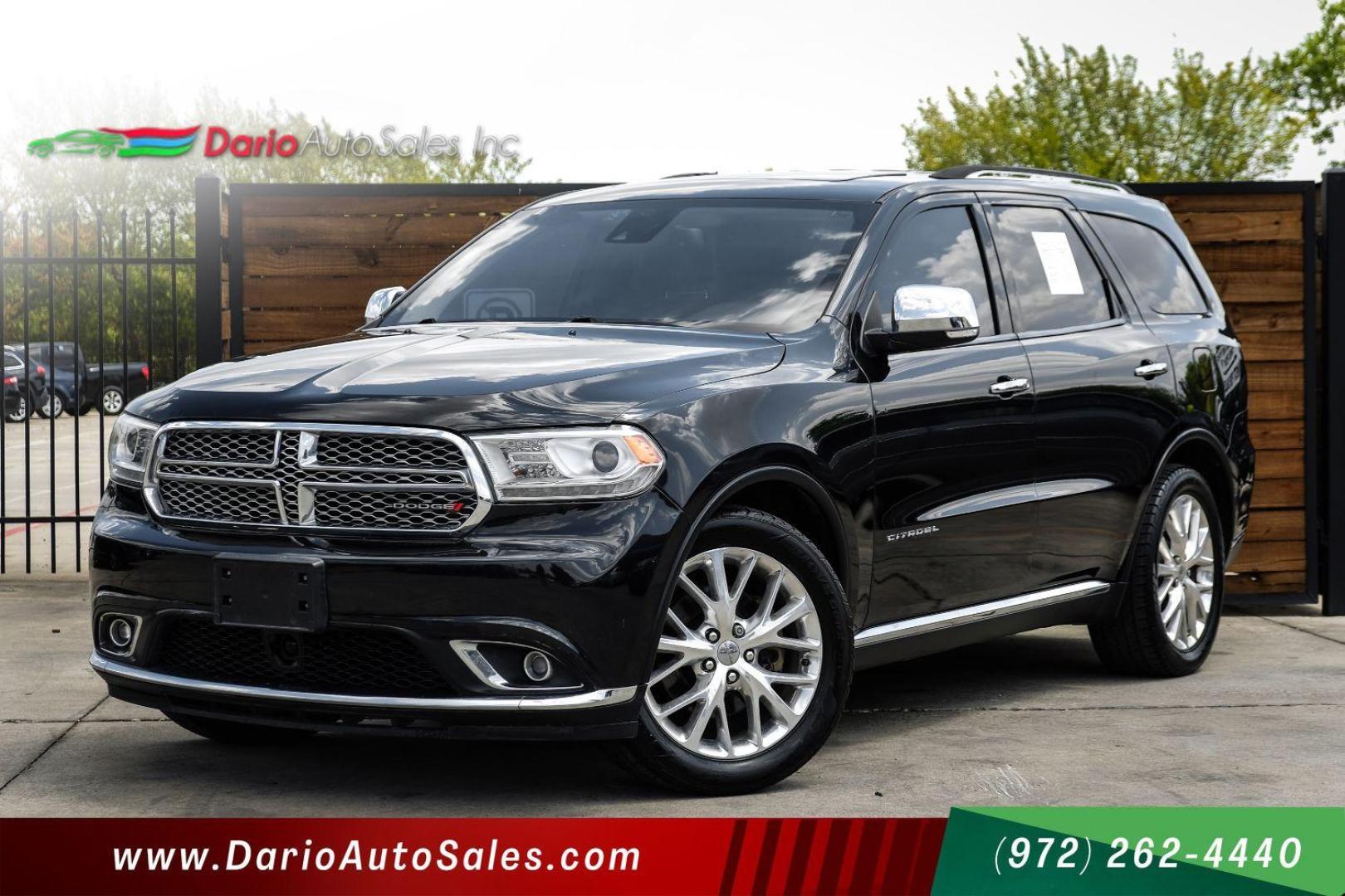 2014 Black Dodge Durango Citadel 2WD (1C4RDHEG9EC) with an 3.6L V6 DOHC 24V engine, 8-Speed Automatic transmission, located at 2401 E Main St., Grand Prairie, TX, 75050, (972) 262-4440, 32.748981, -96.969643 - Photo#0