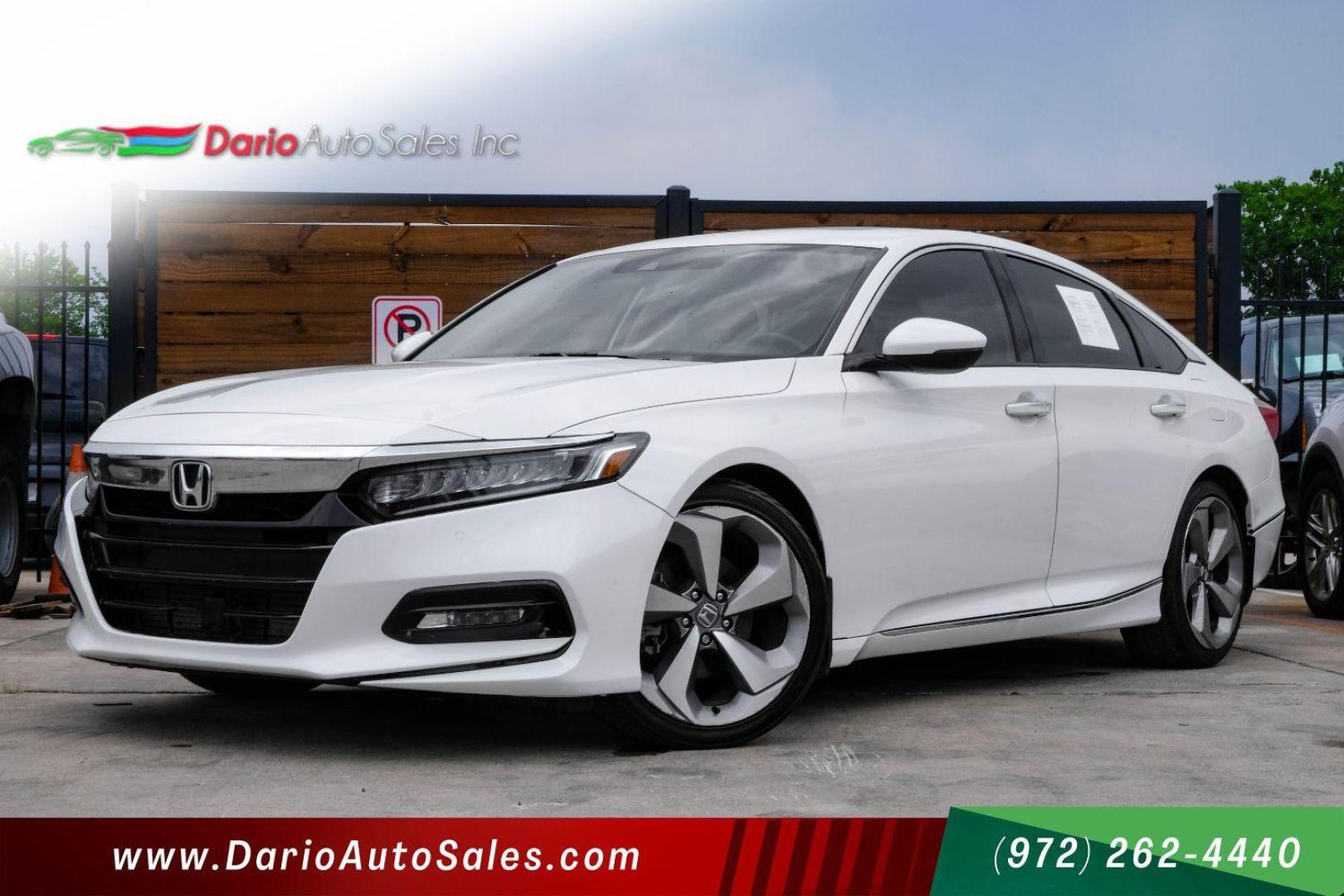 2018 White Honda Accord Touring CVT (1HGCV1F97JA) with an 1.5L L4 DOHC 16V TURBO engine, Continuously Variable Transmission transmission, located at 2401 E Main St., Grand Prairie, TX, 75050, (972) 262-4440, 32.748981, -96.969643 - Photo#0