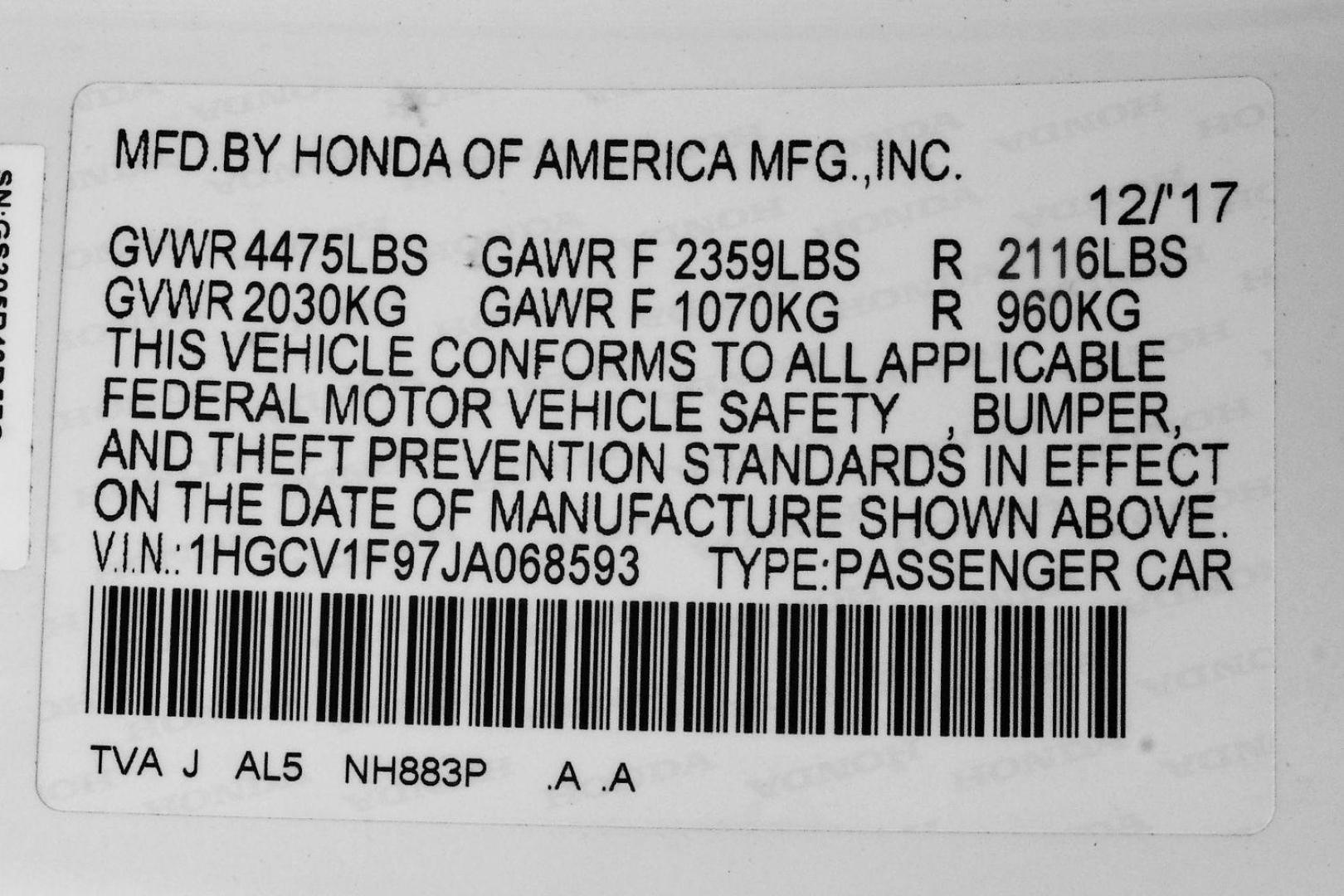 2018 White Honda Accord Touring CVT (1HGCV1F97JA) with an 1.5L L4 DOHC 16V TURBO engine, Continuously Variable Transmission transmission, located at 2401 E Main St., Grand Prairie, TX, 75050, (972) 262-4440, 32.748981, -96.969643 - Photo#49