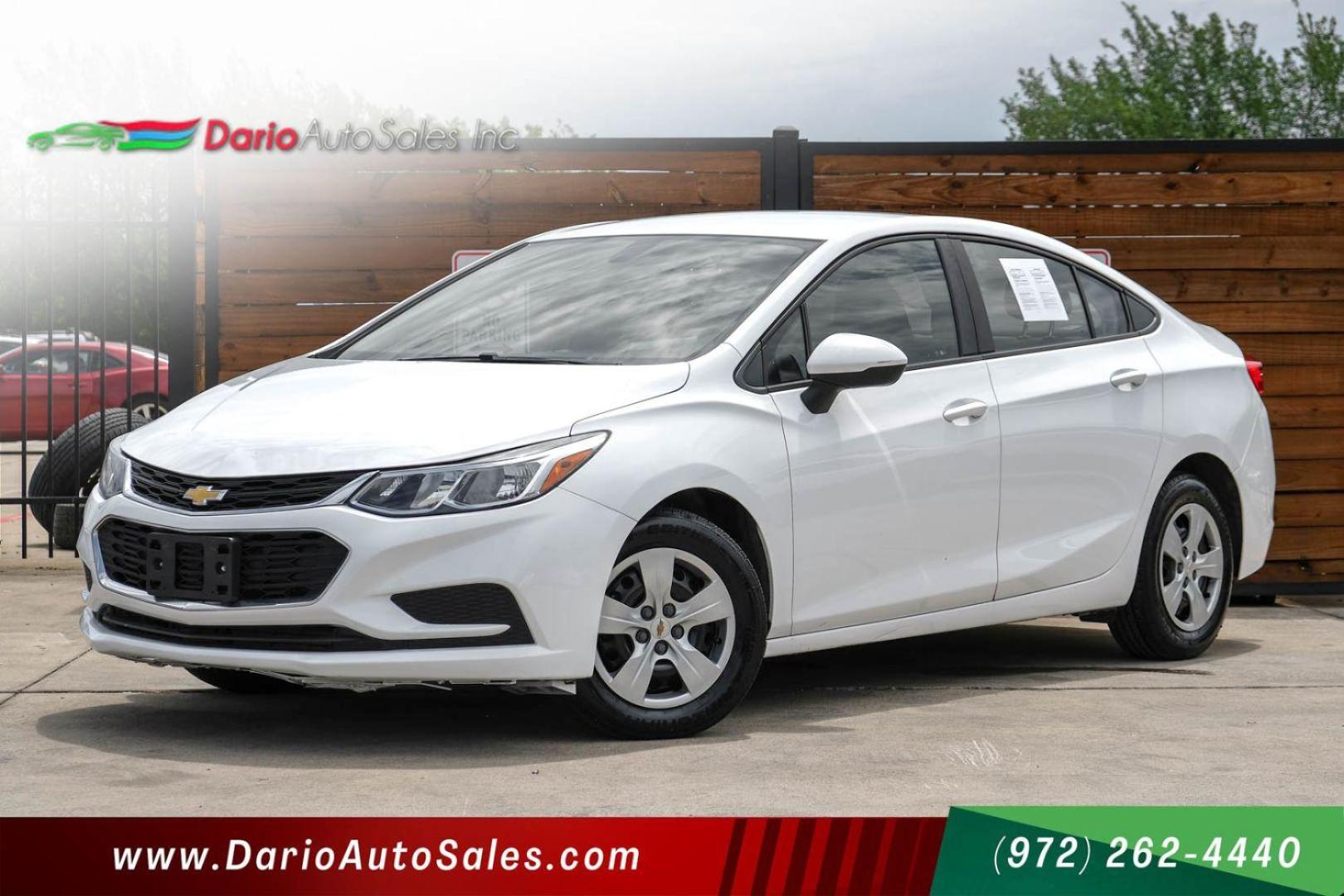 2018 WHITE Chevrolet Cruze LS Auto (1G1BC5SM0J7) with an 1.4L L4 DOHC 16V TURBO engine, 6-Speed Automatic transmission, located at 2401 E Main St., Grand Prairie, TX, 75050, (972) 262-4440, 32.748981, -96.969643 - Photo#0