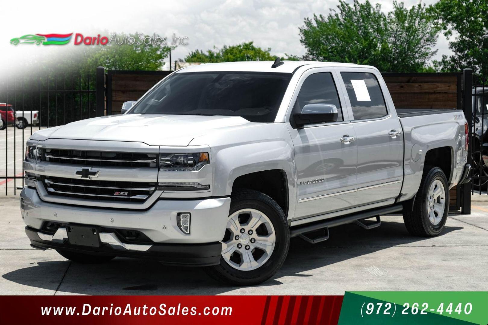 2017 SILVER Chevrolet Silverado 1500 LTZ Crew Cab 4WD (3GCUKSEC4HG) with an 5.3L V8 OHV 16V engine, 6-Speed Automatic transmission, located at 2401 E Main St., Grand Prairie, TX, 75050, (972) 262-4440, 32.748981, -96.969643 - Photo#0