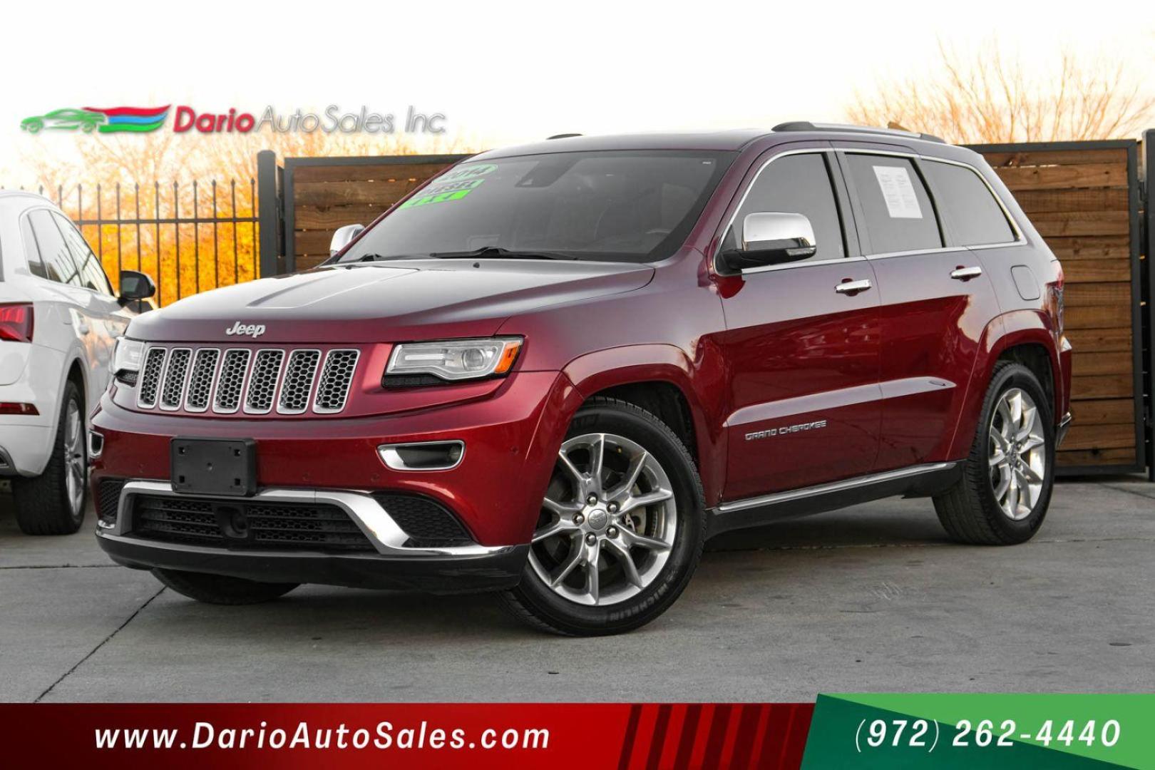 2014 RED Jeep Grand Cherokee Summit 4WD (1C4RJFJM8EC) with an 3.0L V6 DOHC 24V DIESEL engine, 5-Speed Automatic transmission, located at 2401 E Main St., Grand Prairie, TX, 75050, (972) 262-4440, 32.748981, -96.969643 - Photo#0