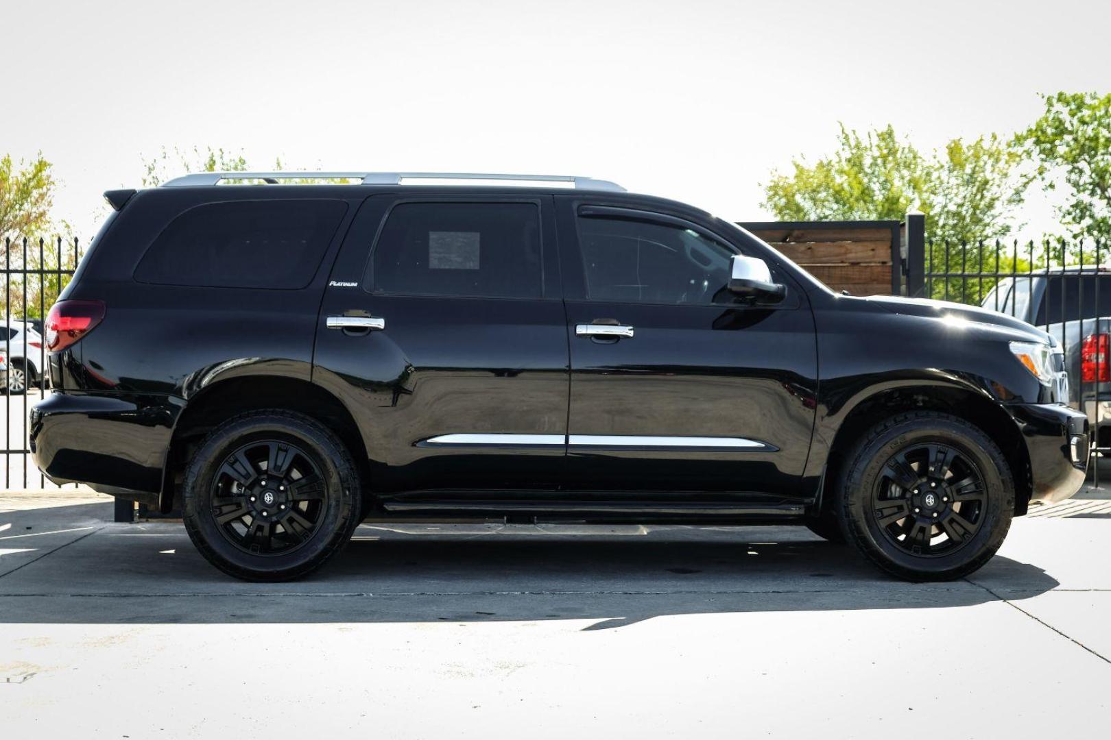 2019 Black Toyota Sequoia Plantium 4WD (5TDDY5G17KS) with an 5.7L V8 DOHC 32V engine, 6-Speed Automatic transmission, located at 2401 E Main St., Grand Prairie, TX, 75050, (972) 262-4440, 32.748981, -96.969643 - Photo#4