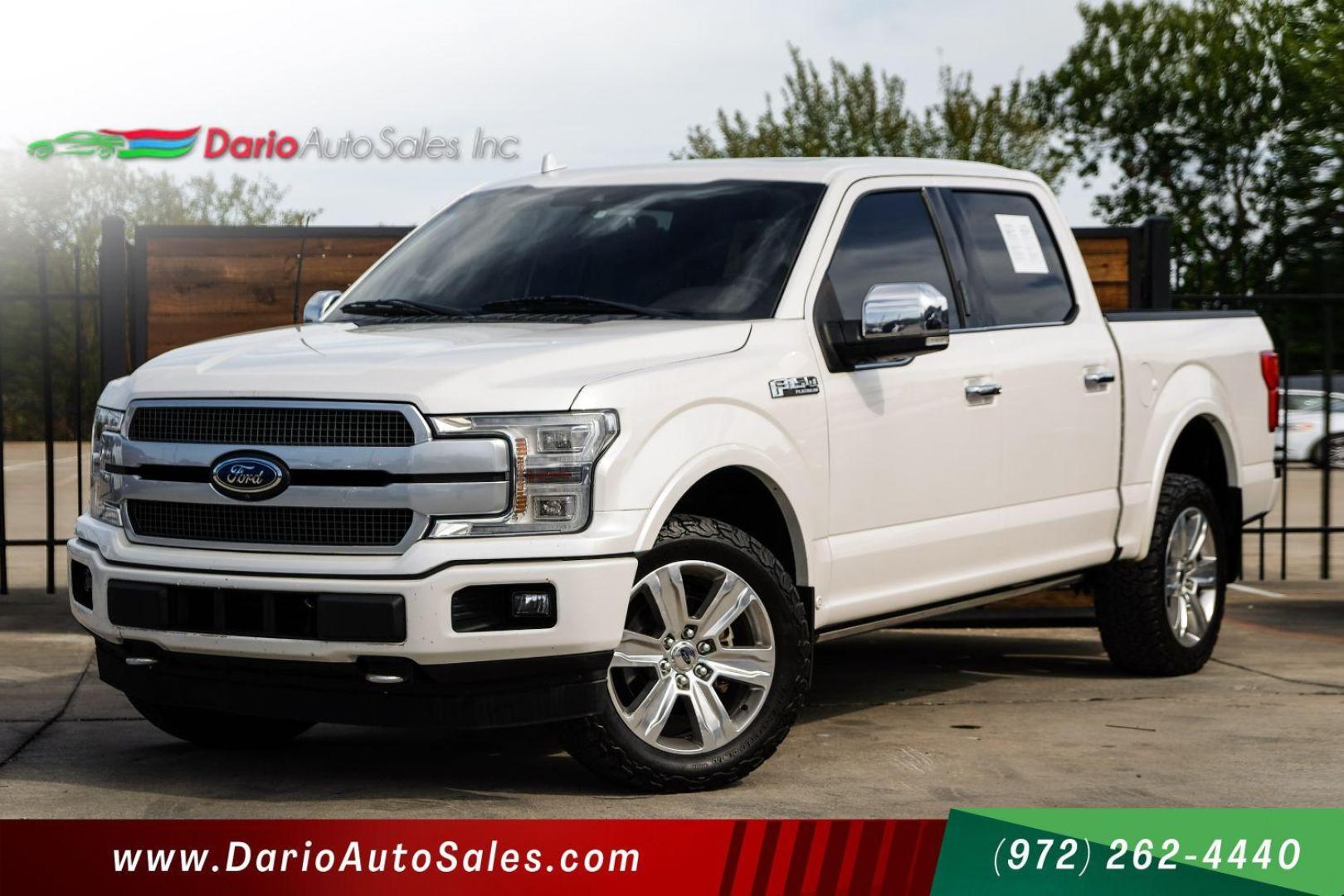 2018 WHITE Ford F-150 Platinum SuperCrew 5.5-ft. Bed 4WD (1FTEW1EG0JF) with an 3.5L V6 TURBO engine, 6-Speed Automatic transmission, located at 2401 E Main St., Grand Prairie, TX, 75050, (972) 262-4440, 32.748981, -96.969643 - Photo#0