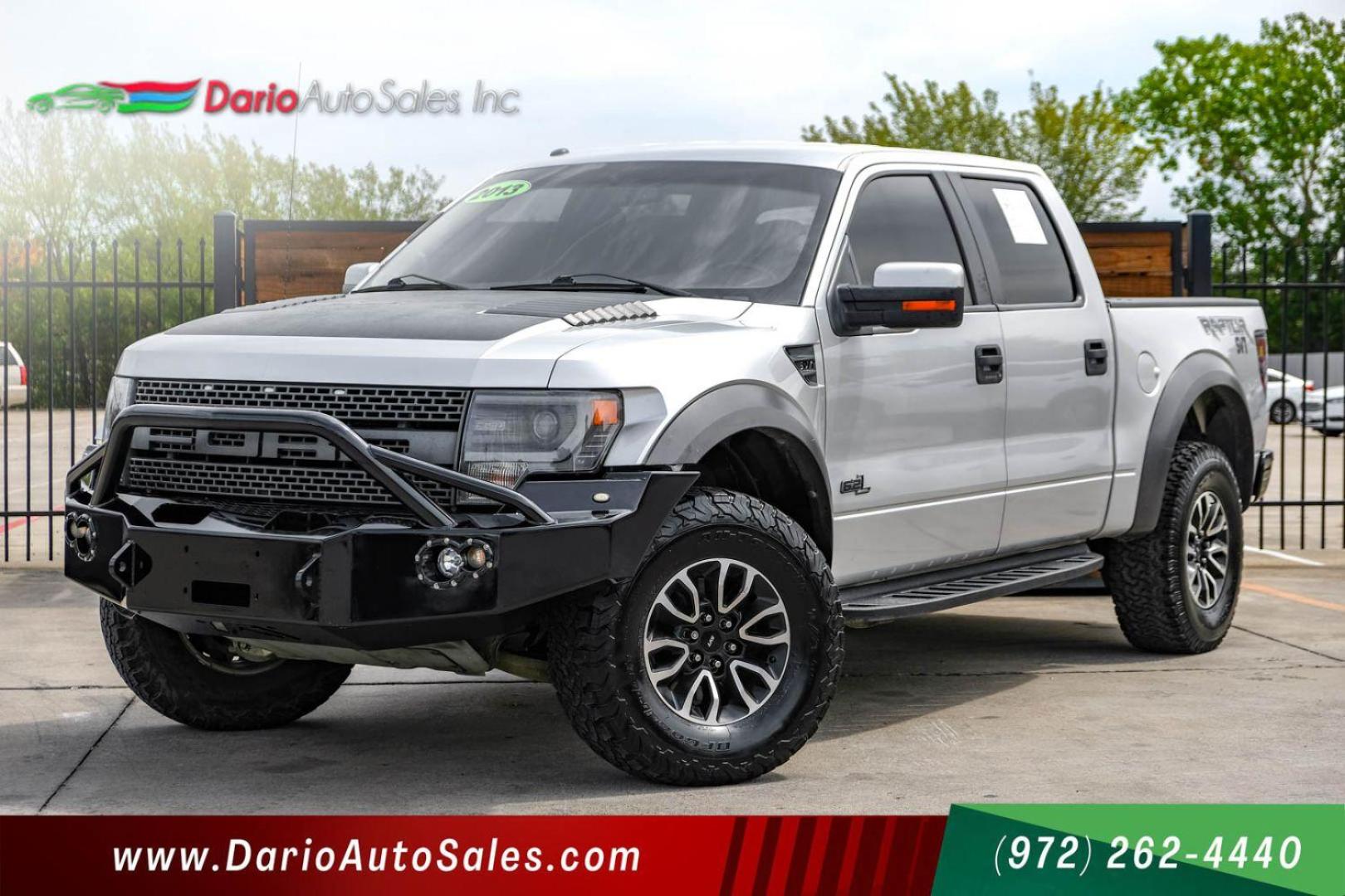 2013 silver Ford F-150 SVT Raptor SuperCrew 5.5-ft. Bed 4WD (1FTFW1R68DF) with an 6.2L V8 SOHC 16V engine, 6-Speed Automatic transmission, located at 2401 E Main St., Grand Prairie, TX, 75050, (972) 262-4440, 32.748981, -96.969643 - Photo#0