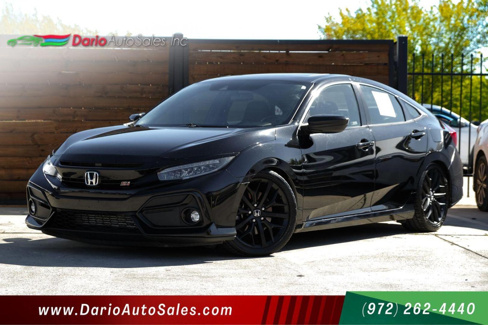 2020 BLACK Honda Civic Si 4dr Sedan 6M (2HGFC1E59LH) with an 1.5L L4 DOHC 16V TURBO engine, 6-Speed Manual transmission, located at 2401 E Main St., Grand Prairie, TX, 75050, (972) 262-4440, 32.748981, -96.969643 - Photo#0