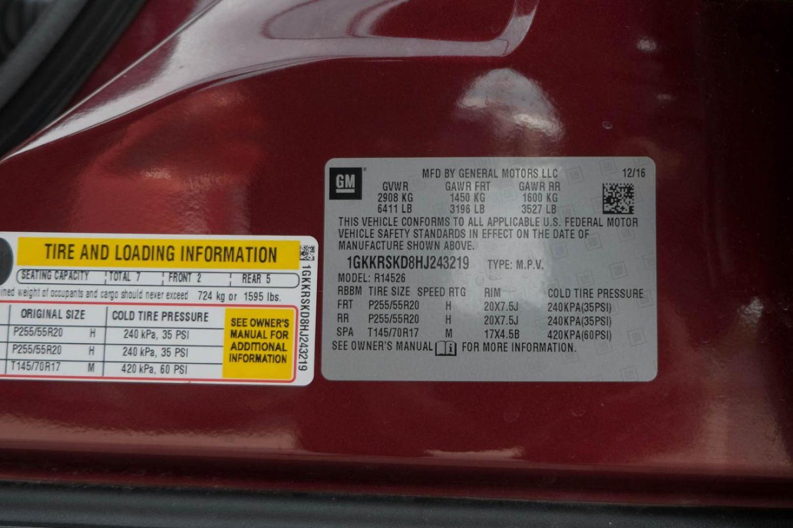 2017 RED GMC Acadia Limited FWD (1GKKRSKD8HJ) with an 3.6L V6 DOHC 24V engine, 6-Speed Automatic transmission, located at 2401 E Main St., Grand Prairie, TX, 75050, (972) 262-4440, 32.748981, -96.969643 - Photo#56