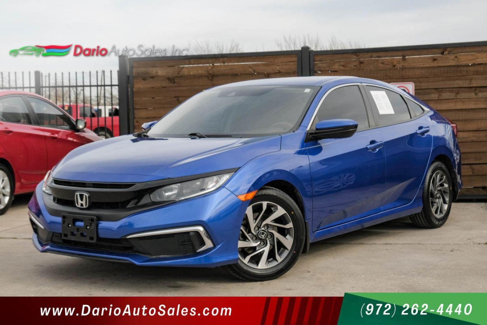 2019 BLUE Honda Civic LX Honda Sensing Sedan CVT (19XFC2F62KE) with an 2.0L L4 DOHC 16V engine, Continuously Variable Transmission transmission, located at 2401 E Main St., Grand Prairie, TX, 75050, (972) 262-4440, 32.748981, -96.969643 - Photo#0