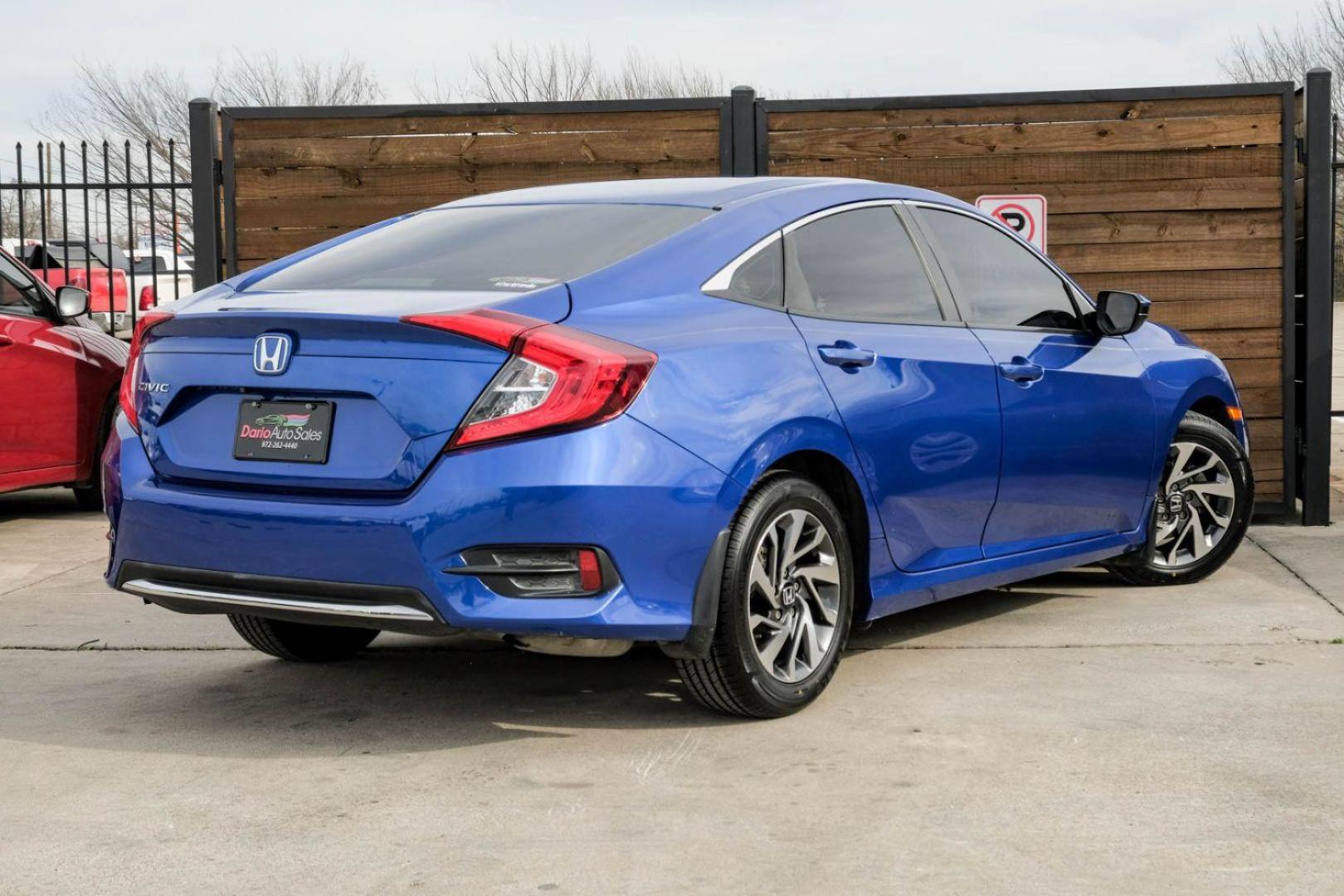 2019 BLUE Honda Civic LX Honda Sensing Sedan CVT (19XFC2F62KE) with an 2.0L L4 DOHC 16V engine, Continuously Variable Transmission transmission, located at 2401 E Main St., Grand Prairie, TX, 75050, (972) 262-4440, 32.748981, -96.969643 - Photo#4