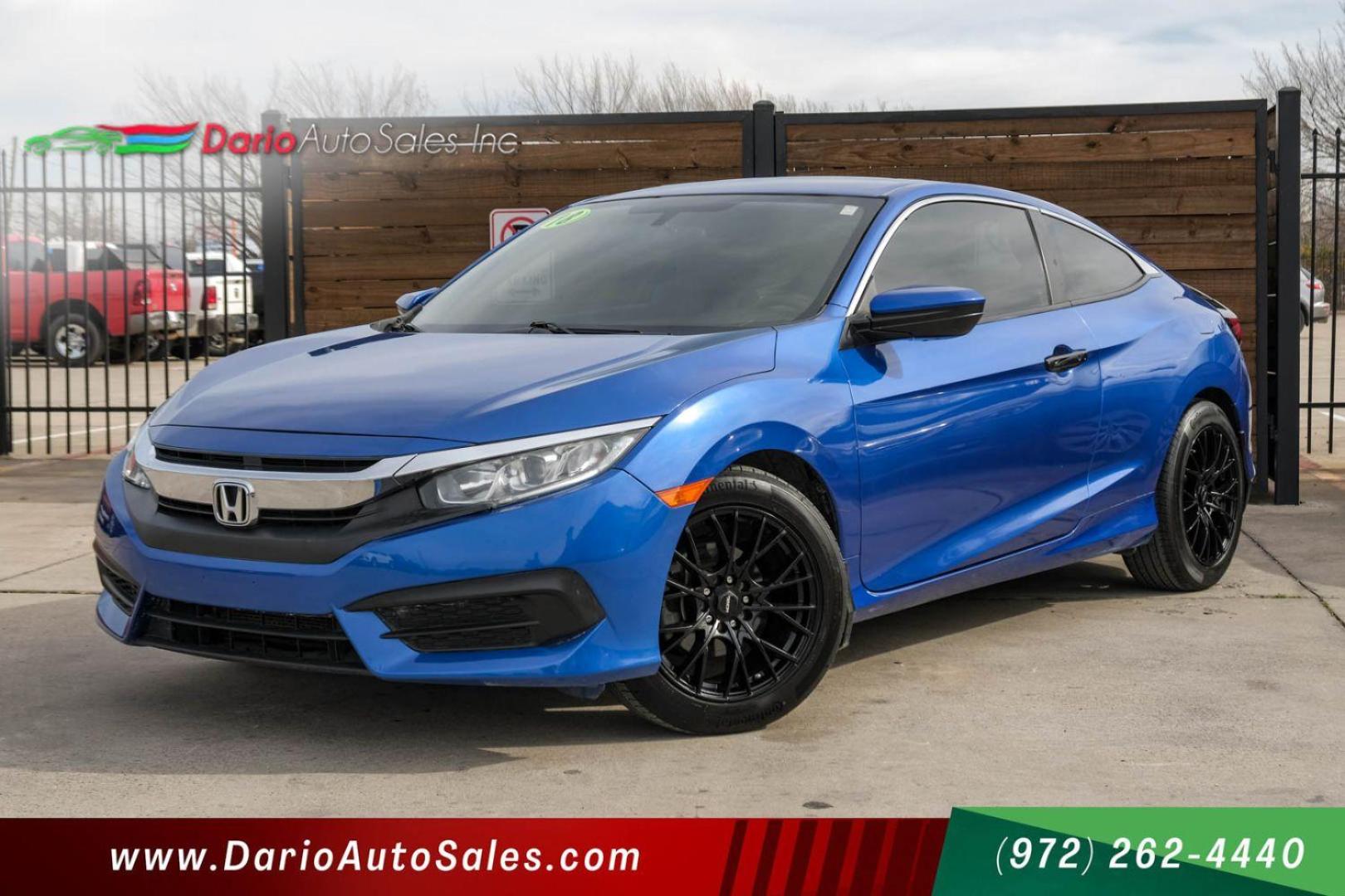 2018 BLUE Honda Civic LX-P Coupe CVT (2HGFC4B03JH) with an 2.0L L4 DOHC 16V engine, Continuously Variabl transmission, located at 2401 E Main St., Grand Prairie, TX, 75050, (972) 262-4440, 32.748981, -96.969643 - Photo#0