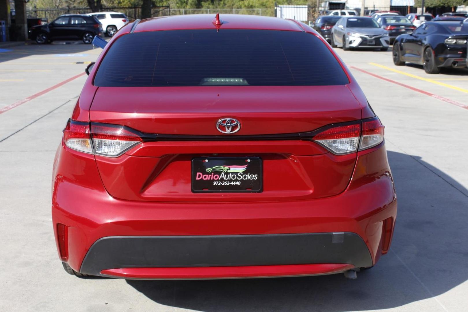 2021 RED Toyota Corolla LE (JTDEPMAE6MJ) with an 1.8L L4 DOHC 16V engine, Continuously Variabl transmission, located at 2401 E Main St., Grand Prairie, TX, 75050, (972) 262-4440, 32.748981, -96.969643 - Photo#5