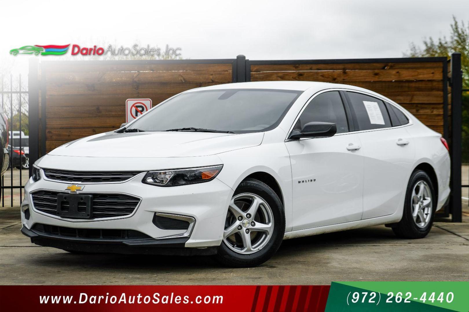 2017 WHITE Chevrolet Malibu LS (1G1ZB5ST7HF) with an 1.5L L4 DOHC 16V engine, 6-Speed Automatic transmission, located at 2401 E Main St., Grand Prairie, TX, 75050, (972) 262-4440, 32.748981, -96.969643 - Photo#0