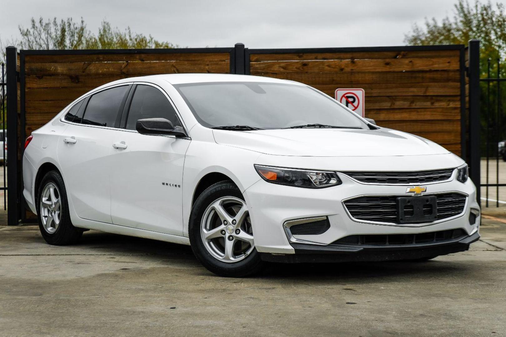 2017 WHITE Chevrolet Malibu LS (1G1ZB5ST7HF) with an 1.5L L4 DOHC 16V engine, 6-Speed Automatic transmission, located at 2401 E Main St., Grand Prairie, TX, 75050, (972) 262-4440, 32.748981, -96.969643 - Photo#3