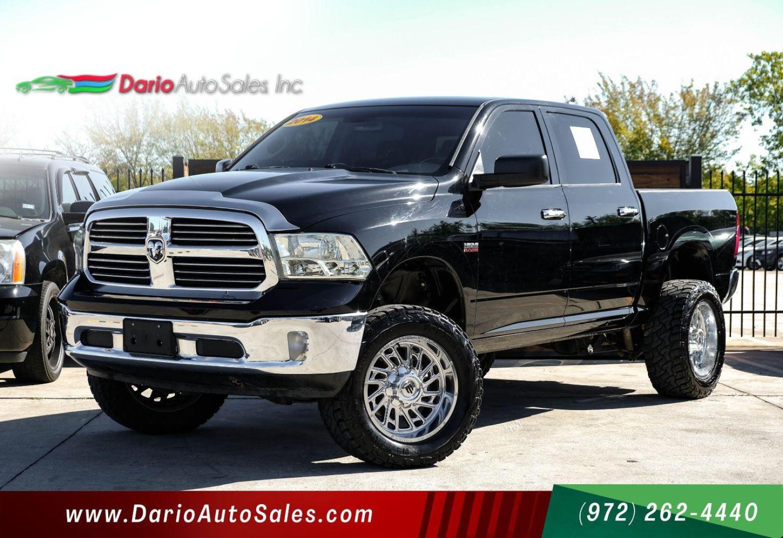 2014 BLACK RAM 1500 SLT Crew Cab SWB 4WD (1C6RR7LT0ES) with an 5.7L V8 OHV 16V engine, 8-Speed Automatic transmission, located at 2401 E Main St., Grand Prairie, TX, 75050, (972) 262-4440, 32.748981, -96.969643 - Photo#0