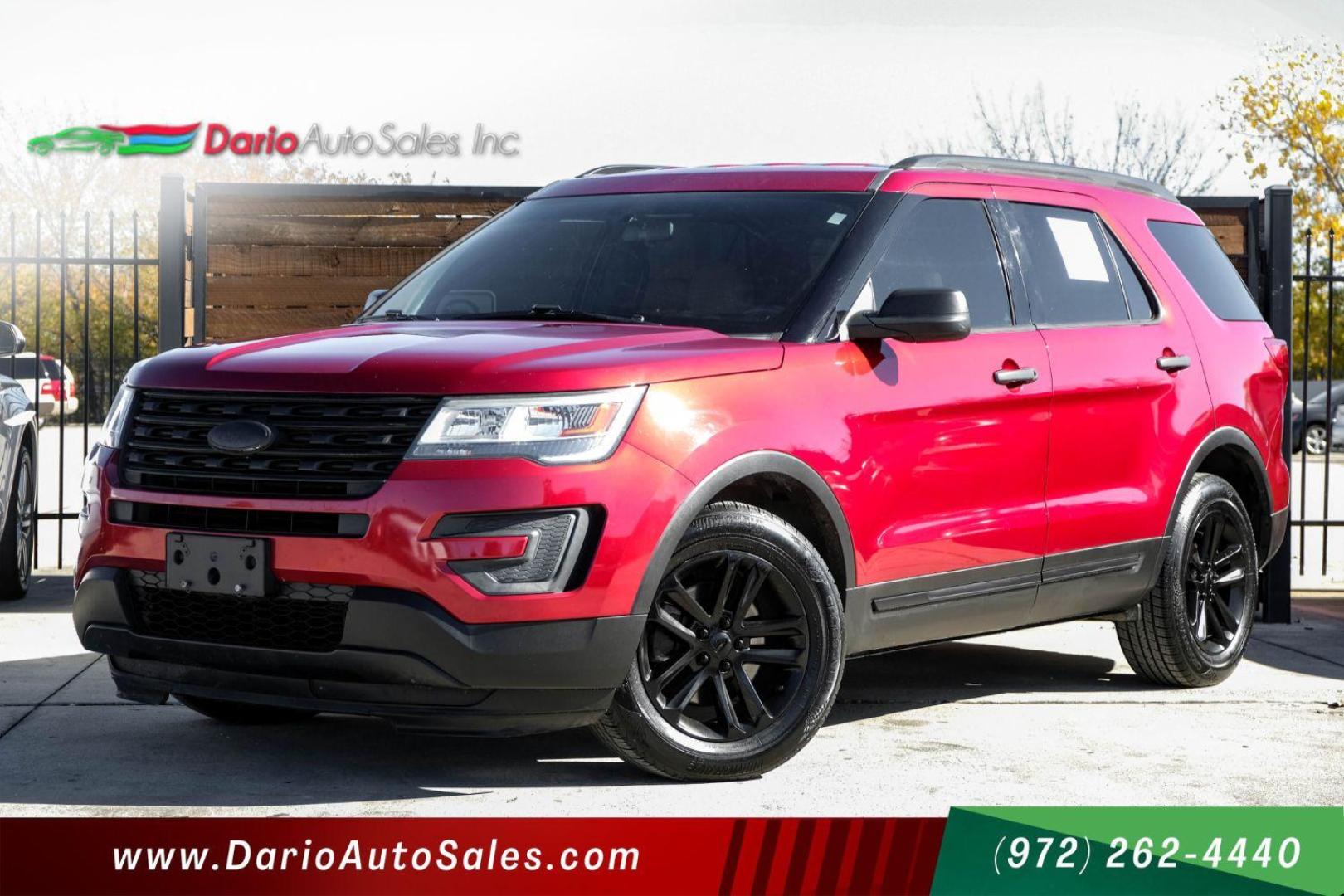 2017 RED Ford Explorer Base FWD (1FM5K7B86HG) with an 3.5L V6 DOHC 24V engine, 6-Speed Automatic transmission, located at 2401 E Main St., Grand Prairie, TX, 75050, (972) 262-4440, 32.748981, -96.969643 - Photo#0