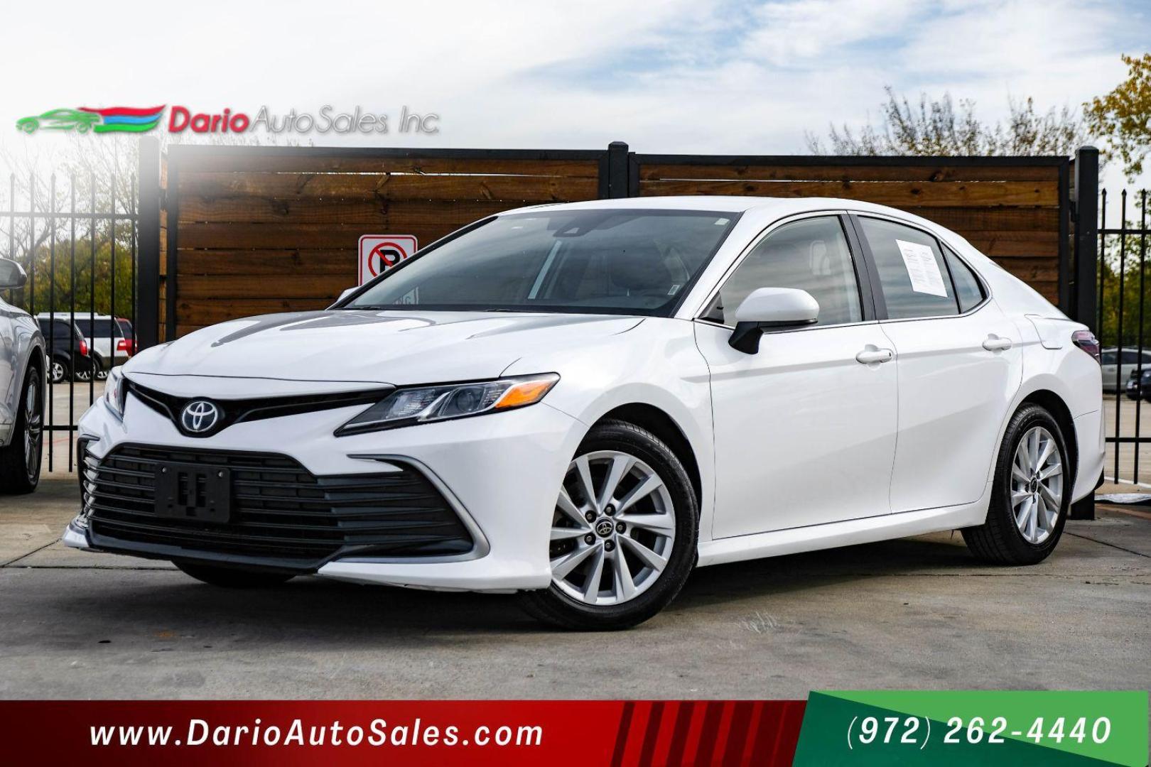 2022 White Toyota Camry LE (4T1C11AK7NU) with an 2.5L L4 DOHC 16V engine, 8-Speed Automatic transmission, located at 2401 E Main St., Grand Prairie, TX, 75050, (972) 262-4440, 32.748981, -96.969643 - Photo#0