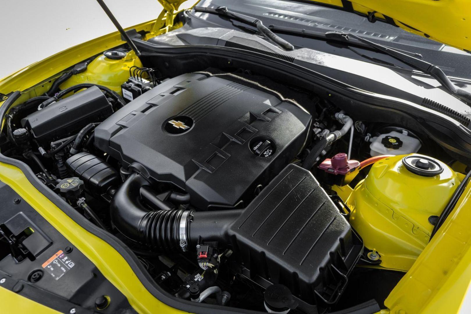 2015 YELLOW Chevrolet Camaro 2LT Coupe (2G1FF1E39F9) with an 3.6L V6 DOHC 24V FFV engine, 6-Speed Automatic transmission, located at 2401 E Main St., Grand Prairie, TX, 75050, (972) 262-4440, 32.748981, -96.969643 - Photo#40