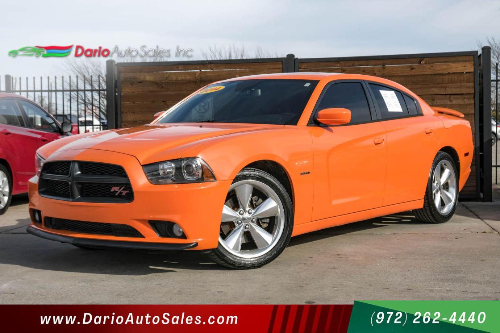 2014 ORANGE Dodge Charger R/T (2C3CDXCTXEH) with an 5.7L V8 OHV 16V engine, 5-Speed Automatic transmission, located at 2401 E Main St., Grand Prairie, TX, 75050, (972) 262-4440, 32.748981, -96.969643 - Photo#0