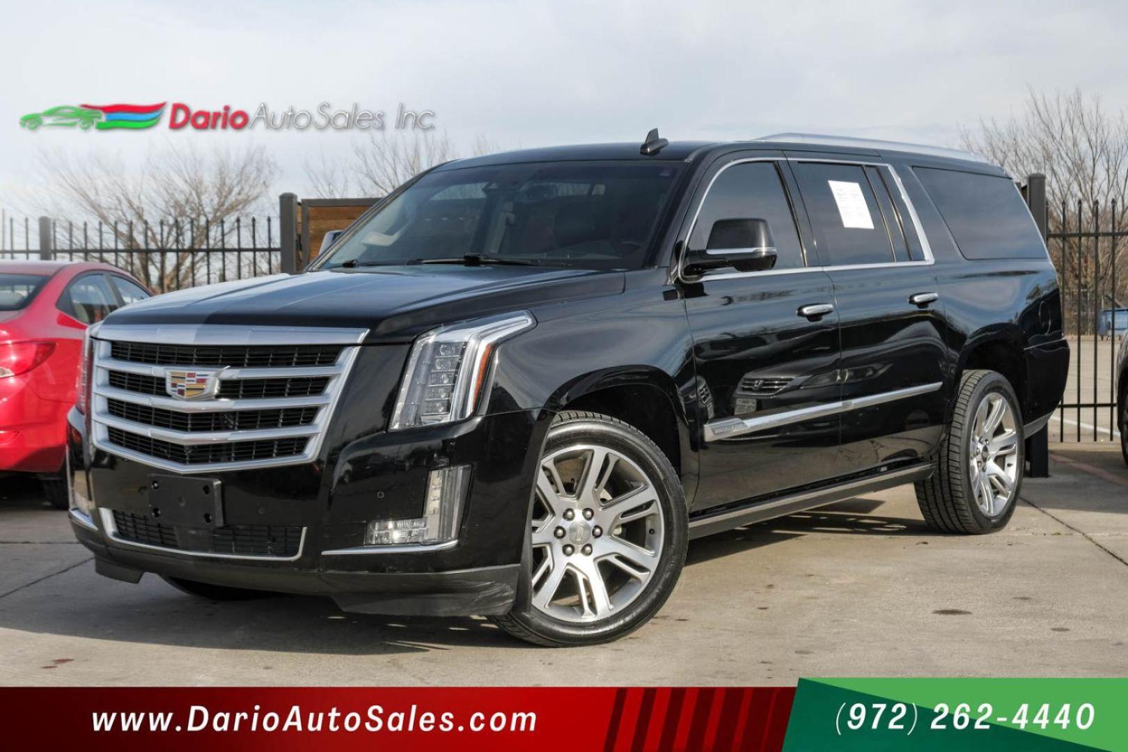 2015 BLACK Cadillac Escalade ESV Premium 4WD (1GYS4TKJ4FR) with an 6.2L V8 OHV 16V FFV engine, 8-Speed Automatic transmission, located at 2401 E Main St., Grand Prairie, TX, 75050, (972) 262-4440, 32.748981, -96.969643 - Photo#0