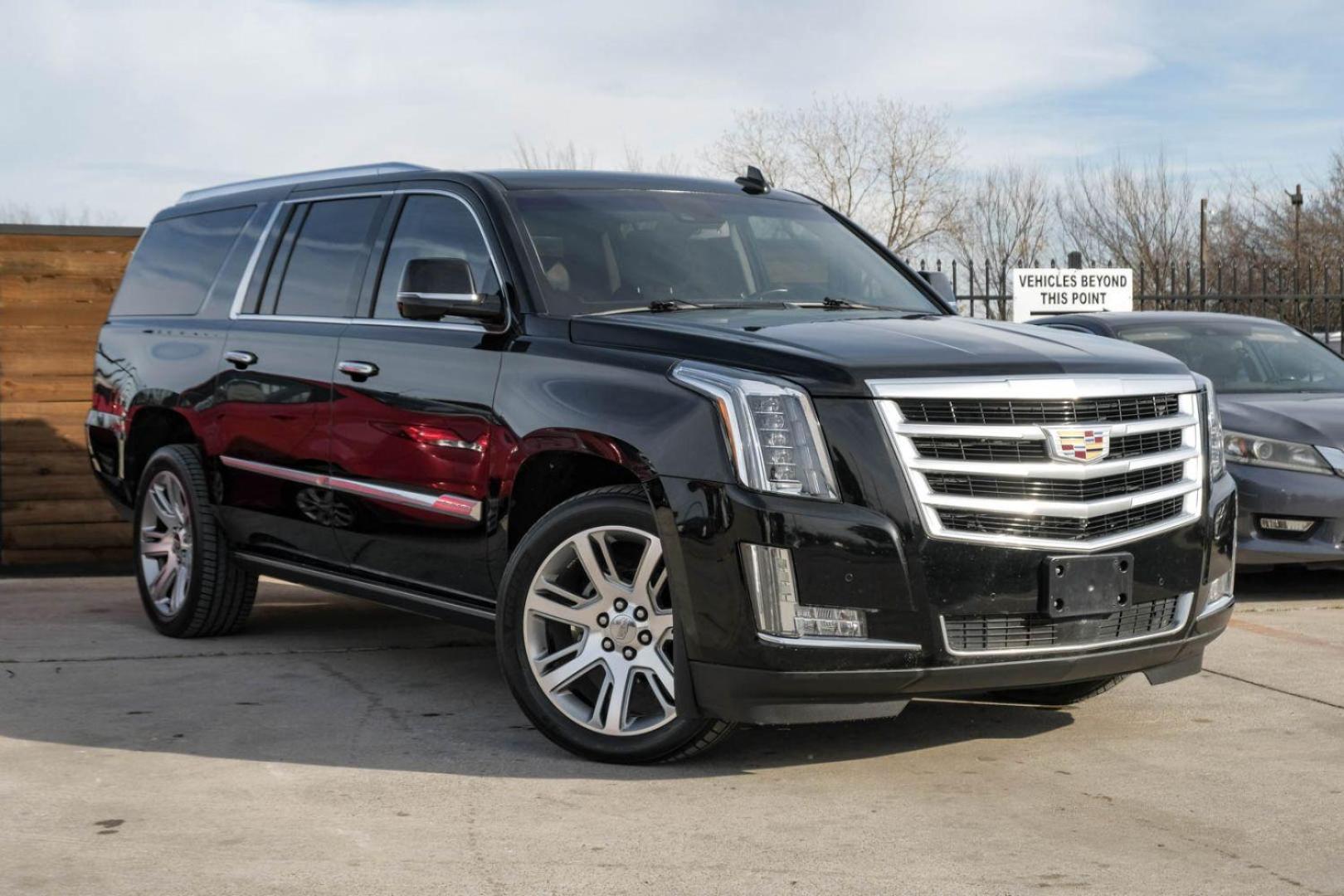 2015 BLACK Cadillac Escalade ESV Premium 4WD (1GYS4TKJ4FR) with an 6.2L V8 OHV 16V FFV engine, 8-Speed Automatic transmission, located at 2401 E Main St., Grand Prairie, TX, 75050, (972) 262-4440, 32.748981, -96.969643 - Photo#3