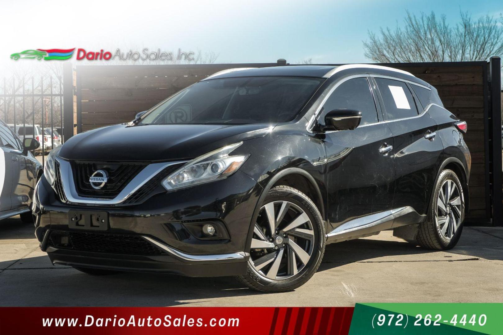 2015 BLACK Nissan Murano S (5N1AZ2MG2FN) with an 3.5L V6 DOHC 24V engine, Continuously Variable Transmission transmission, located at 2401 E Main St., Grand Prairie, TX, 75050, (972) 262-4440, 32.748981, -96.969643 - Photo#0