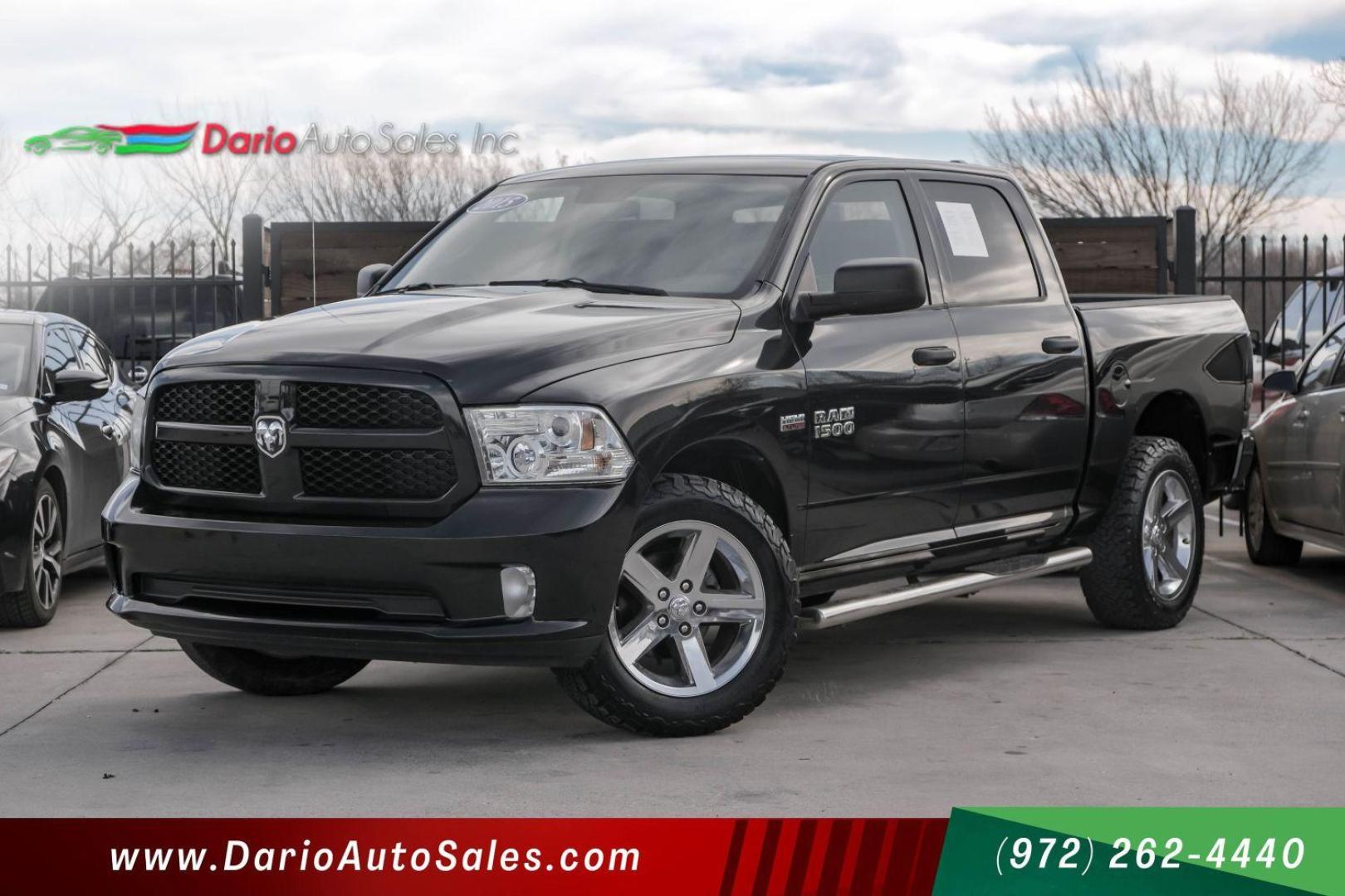 2015 BLACK RAM 1500 Tradesman Crew Cab SWB 4WD (1C6RR7KT3FS) with an 5.7L V8 OHV 16V engine, 8-Speed Automatic transmission, located at 2401 E Main St., Grand Prairie, TX, 75050, (972) 262-4440, 32.748981, -96.969643 - Photo#0