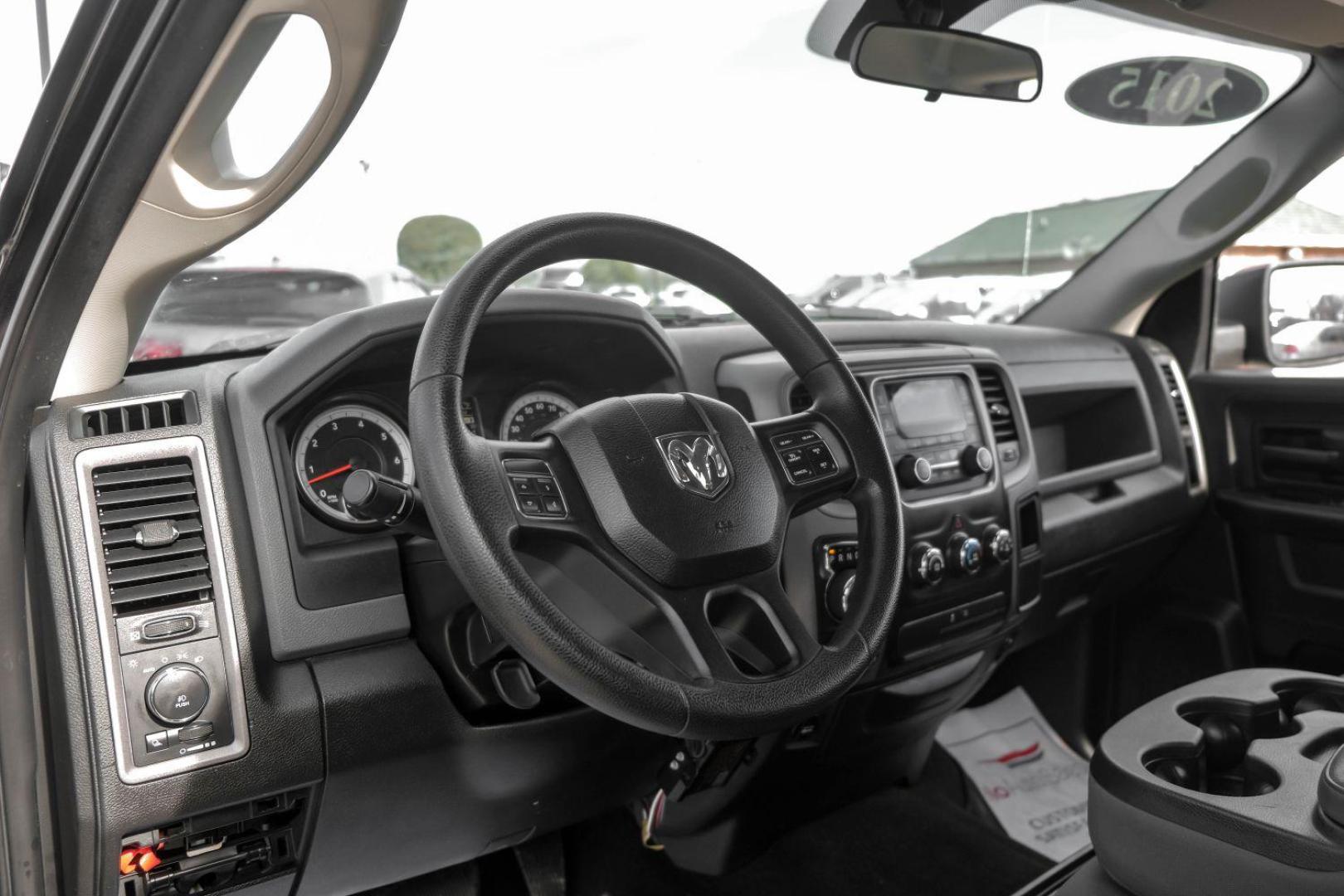 2015 BLACK RAM 1500 Tradesman Crew Cab SWB 4WD (1C6RR7KT3FS) with an 5.7L V8 OHV 16V engine, 8-Speed Automatic transmission, located at 2401 E Main St., Grand Prairie, TX, 75050, (972) 262-4440, 32.748981, -96.969643 - Photo#2