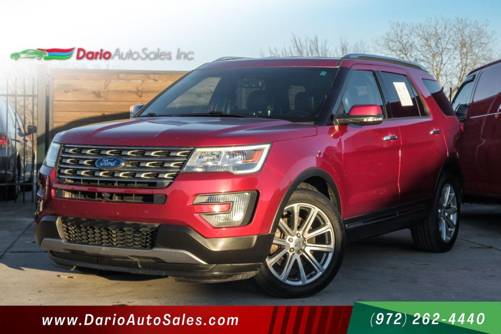 2016 RED Ford Explorer Limited FWD (1FM5K7F89GG) with an 3.5L V6 DOHC 24V engine, 6-Speed Automatic transmission, located at 2401 E Main St., Grand Prairie, TX, 75050, (972) 262-4440, 32.748981, -96.969643 - Photo#0