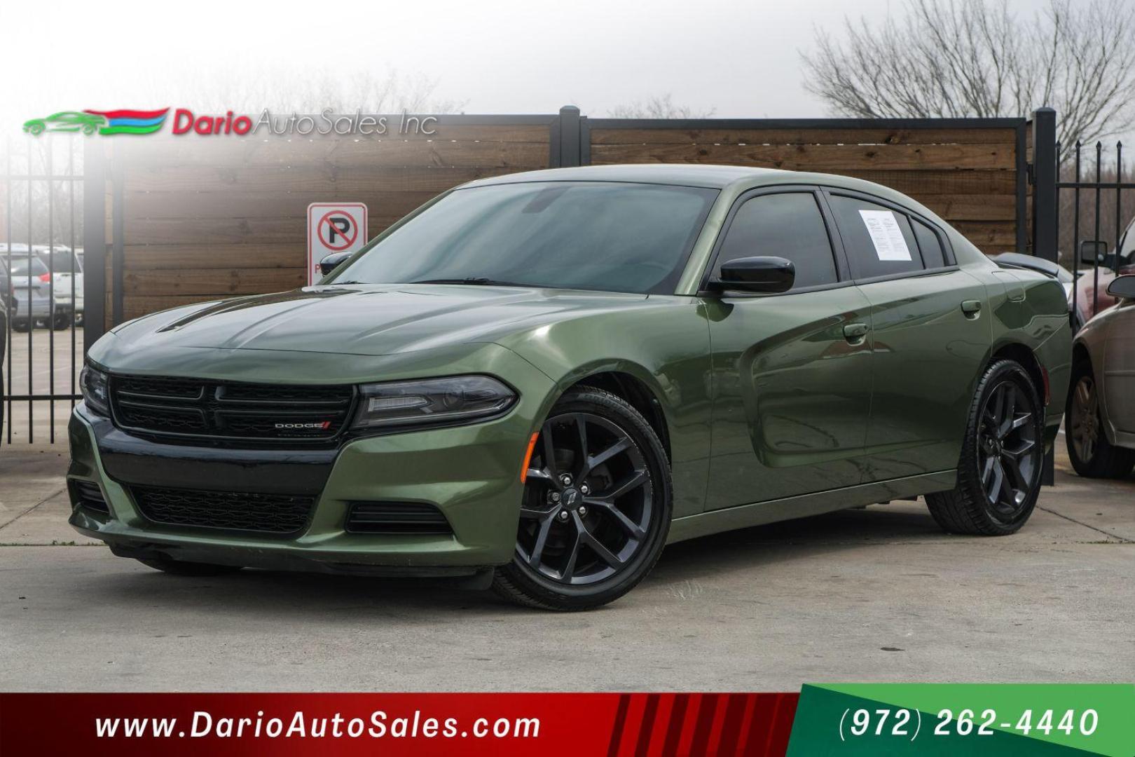 2020 GREEN Dodge Charger SXT (2C3CDXBG3LH) with an 3.6L V6 DOHC 24V engine, 8-Speed Automatic transmission, located at 2401 E Main St., Grand Prairie, TX, 75050, (972) 262-4440, 32.748981, -96.969643 - Photo#0