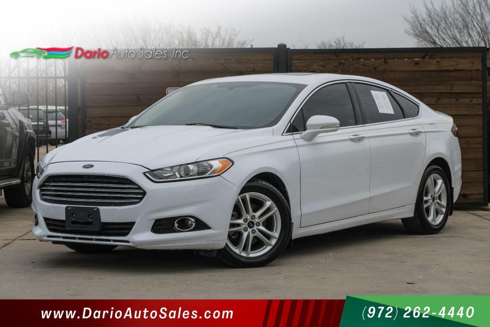 2016 white Ford Fusion Titanium AWD (3FA6P0D98GR) with an 2.0L L4 DOHC 16V engine, 6-Speed Automatic transmission, located at 2401 E Main St., Grand Prairie, TX, 75050, (972) 262-4440, 32.748981, -96.969643 - Photo#0