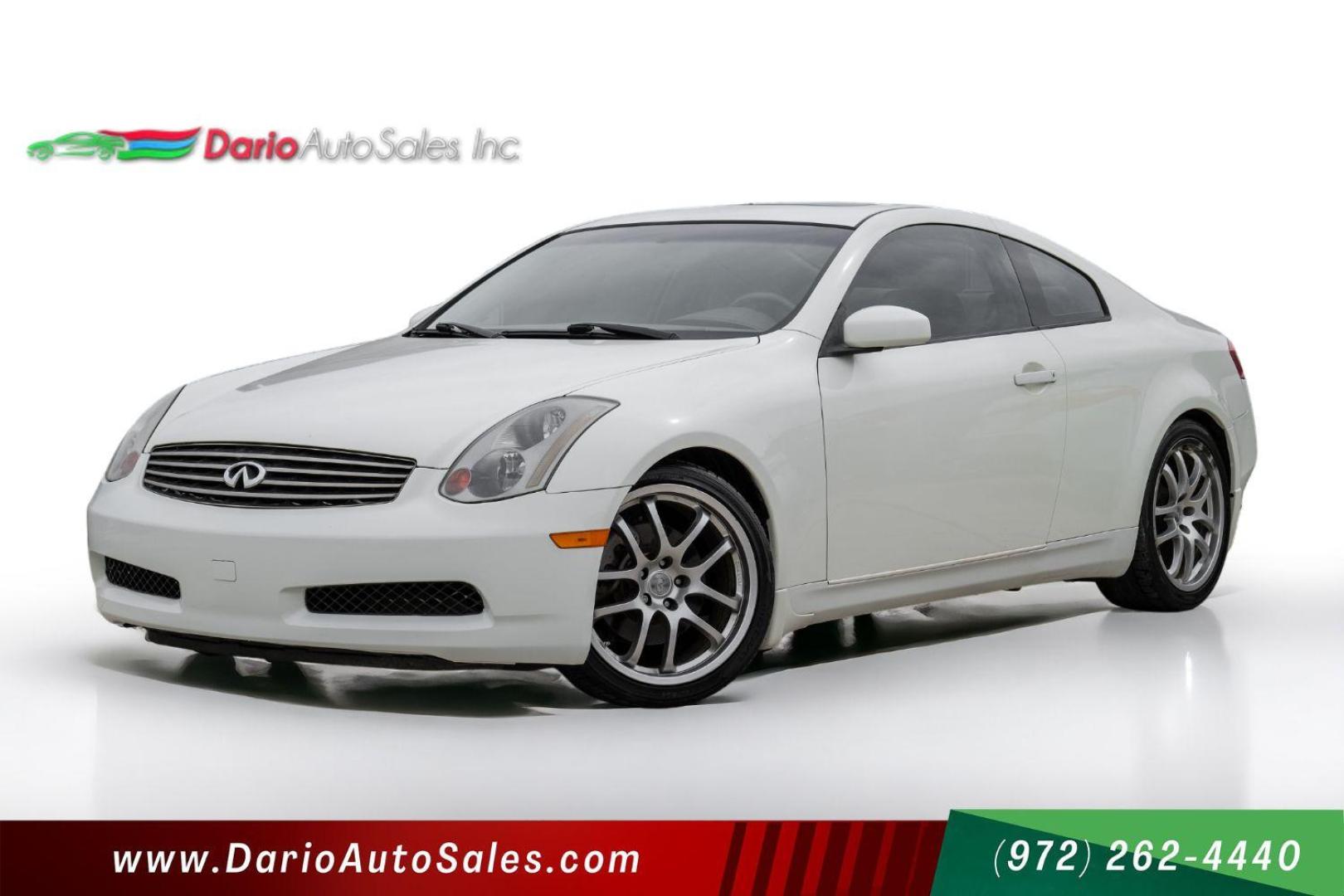 2005 WHITE Infiniti G35 Coupe (JNKCV54E55M) with an 3.5L V6 DOHC 24V engine, 5-Speed Automatic transmission, located at 2401 E Main St., Grand Prairie, TX, 75050, (972) 262-4440, 32.748981, -96.969643 - Photo#0