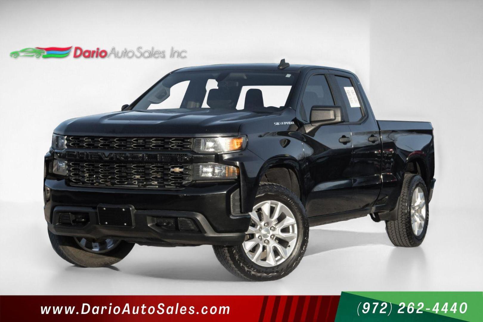 2019 BLACK Chevrolet Silverado 1500 Custom Double Cab 2WD (1GCRWBEF8KZ) with an 5.3L V8 OHV 16V engine, 6-Speed Automatic transmission, located at 2401 E Main St., Grand Prairie, TX, 75050, (972) 262-4440, 32.748981, -96.969643 - Photo#0