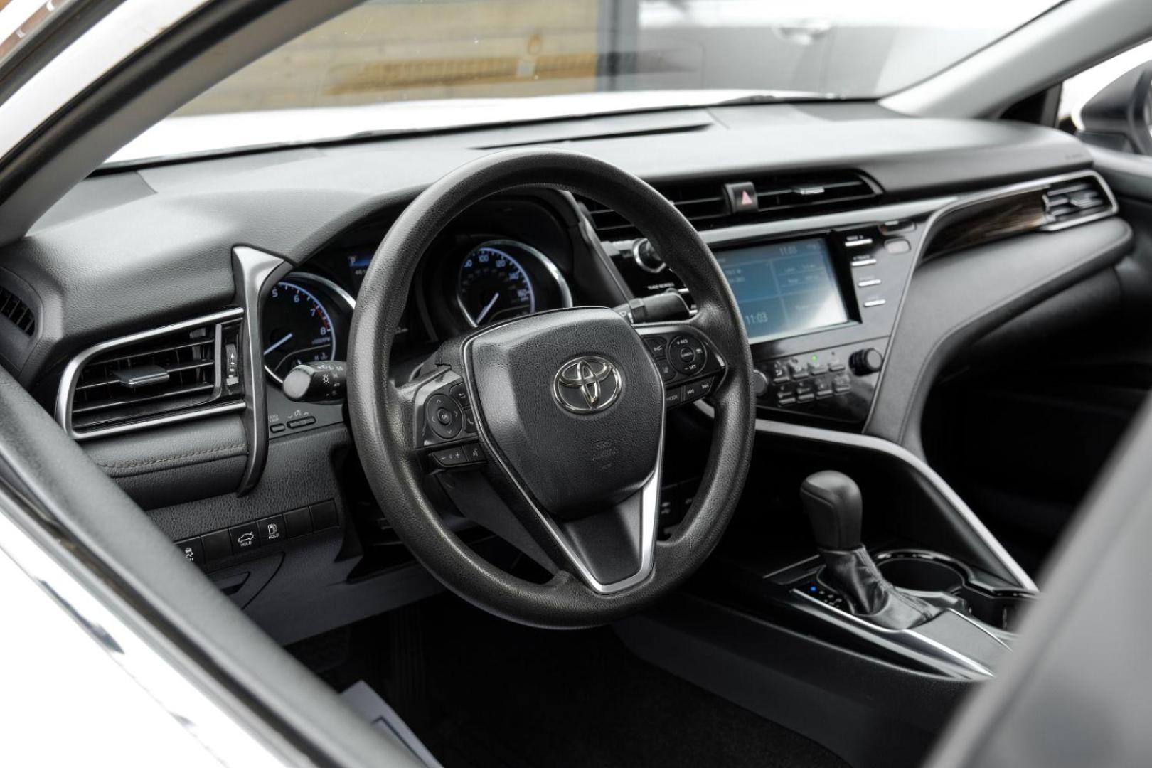 2019 White Toyota Camry LE (4T1B11HK8KU) with an 2.5L L4 DOHC 16V engine, 8-Speed Automatic transmission, located at 2401 E Main St., Grand Prairie, TX, 75050, (972) 262-4440, 32.748981, -96.969643 - Photo#20