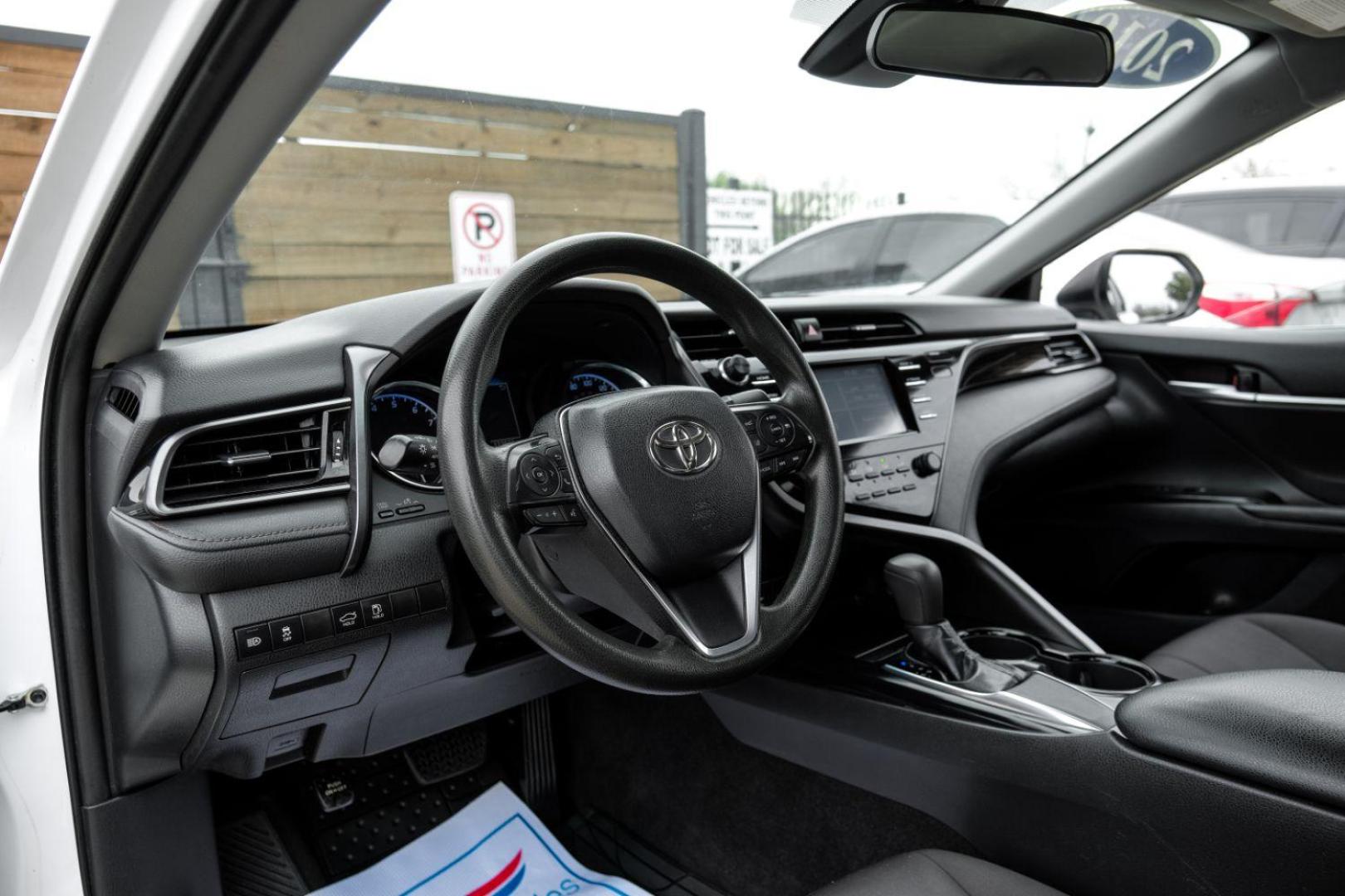 2019 White Toyota Camry LE (4T1B11HK8KU) with an 2.5L L4 DOHC 16V engine, 8-Speed Automatic transmission, located at 2401 E Main St., Grand Prairie, TX, 75050, (972) 262-4440, 32.748981, -96.969643 - Photo#2