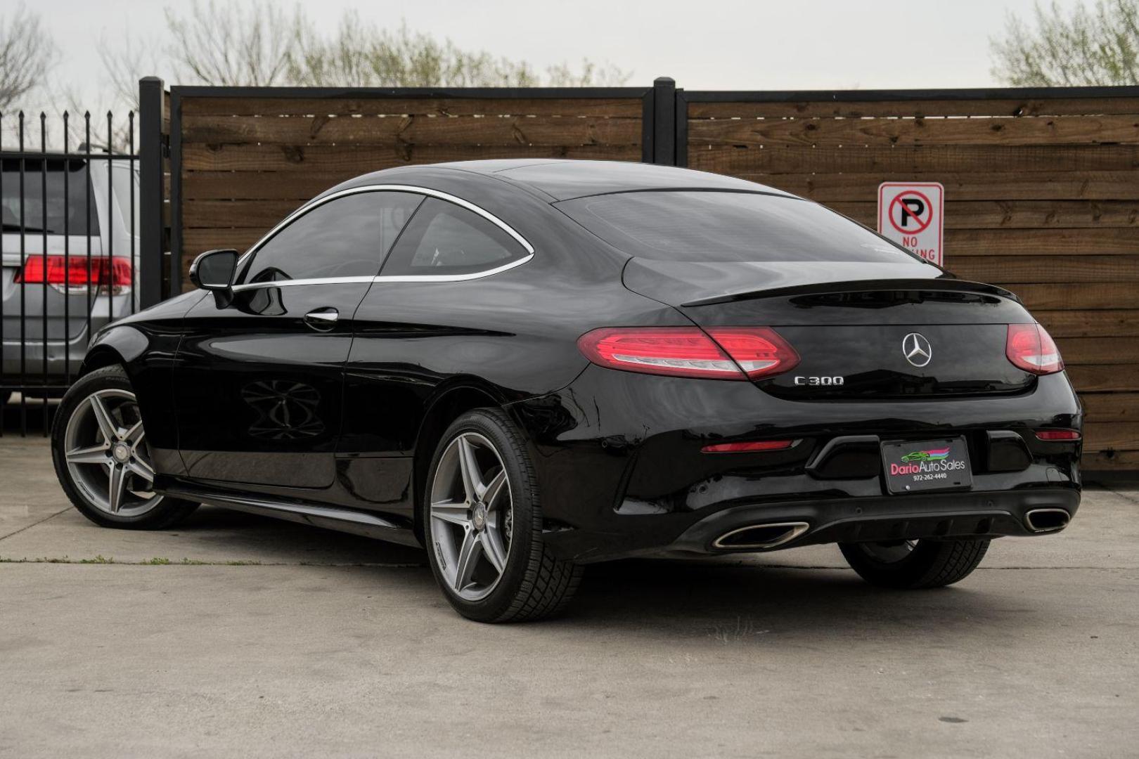 2017 BLACK Mercedes-Benz C-Class C300 Coupe (WDDWJ4JB9HF) with an 2.0L L4 DOHC 16V TURBO engine, 7-Speed Automatic transmission, located at 2401 E Main St., Grand Prairie, TX, 75050, (972) 262-4440, 32.748981, -96.969643 - Photo#12