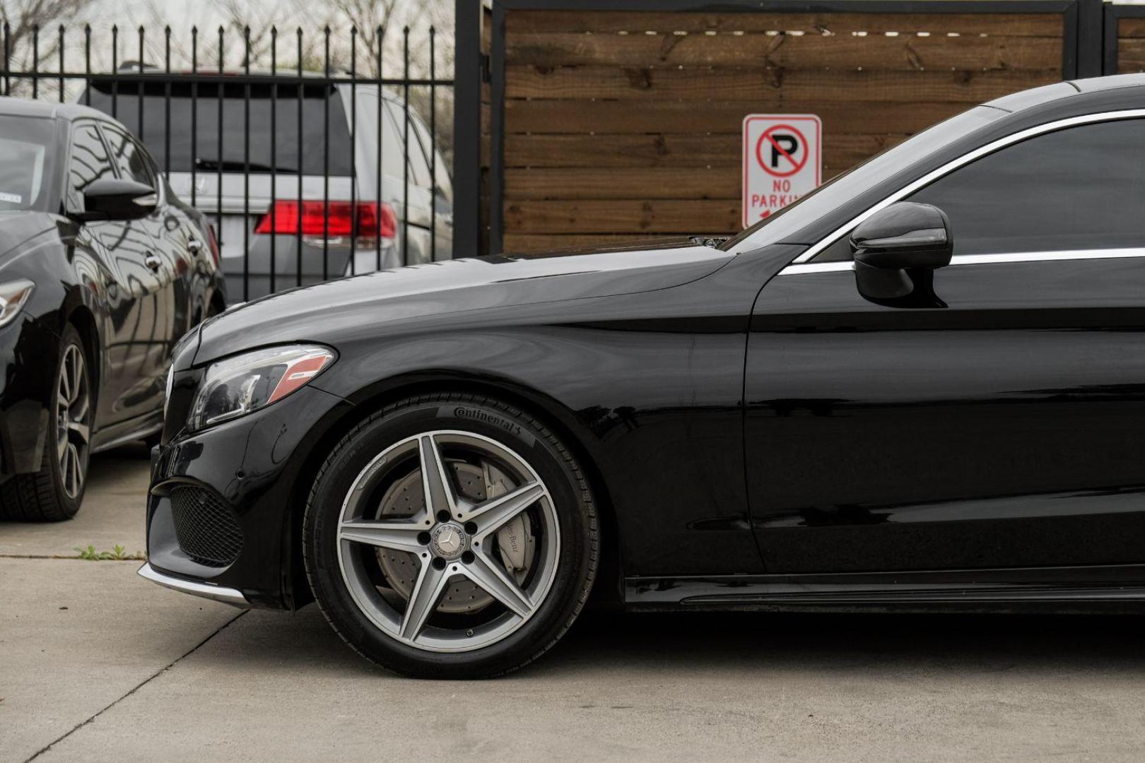 2017 BLACK Mercedes-Benz C-Class C300 Coupe (WDDWJ4JB9HF) with an 2.0L L4 DOHC 16V TURBO engine, 7-Speed Automatic transmission, located at 2401 E Main St., Grand Prairie, TX, 75050, (972) 262-4440, 32.748981, -96.969643 - Photo#16