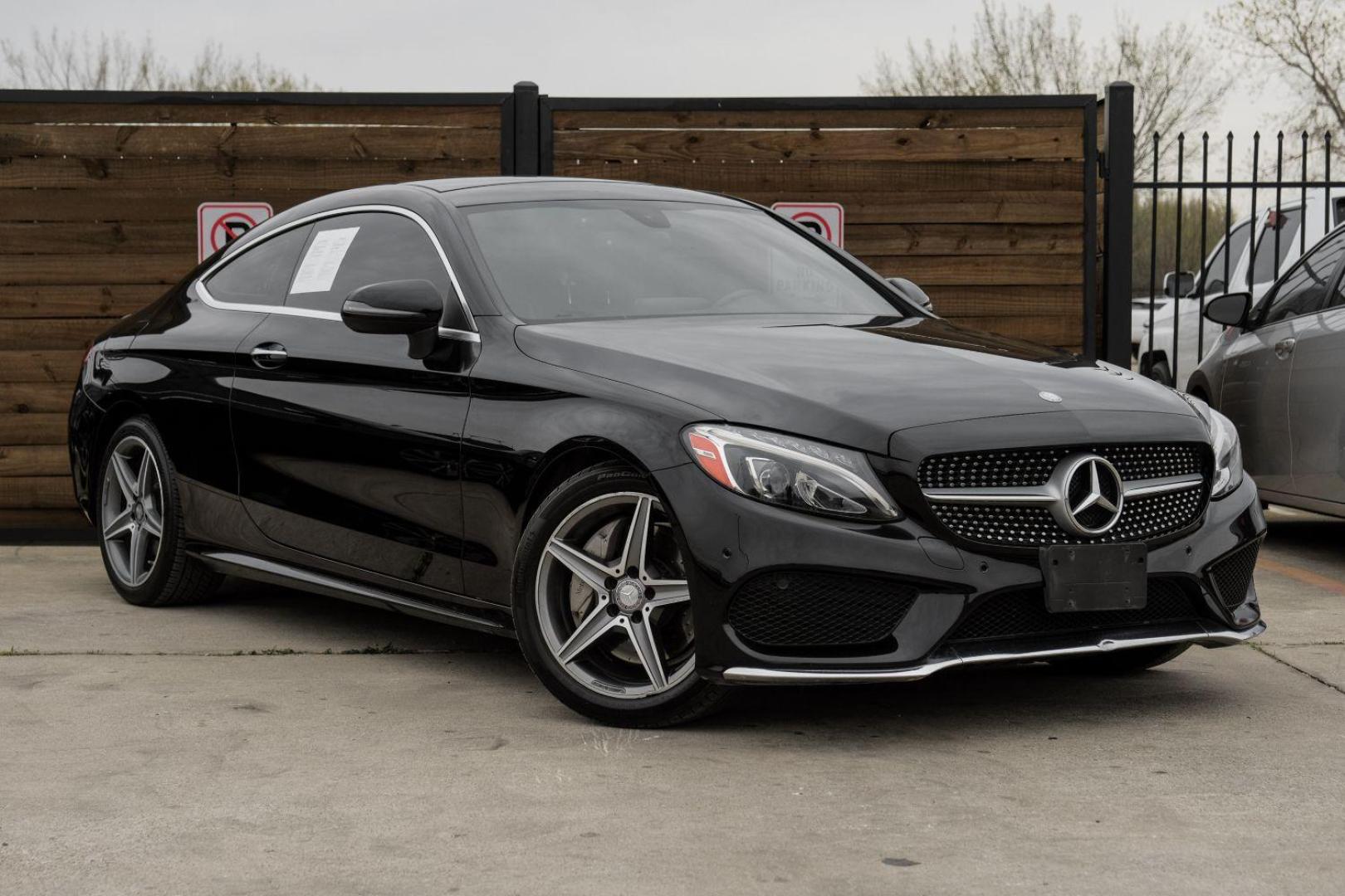 2017 BLACK Mercedes-Benz C-Class C300 Coupe (WDDWJ4JB9HF) with an 2.0L L4 DOHC 16V TURBO engine, 7-Speed Automatic transmission, located at 2401 E Main St., Grand Prairie, TX, 75050, (972) 262-4440, 32.748981, -96.969643 - Photo#6