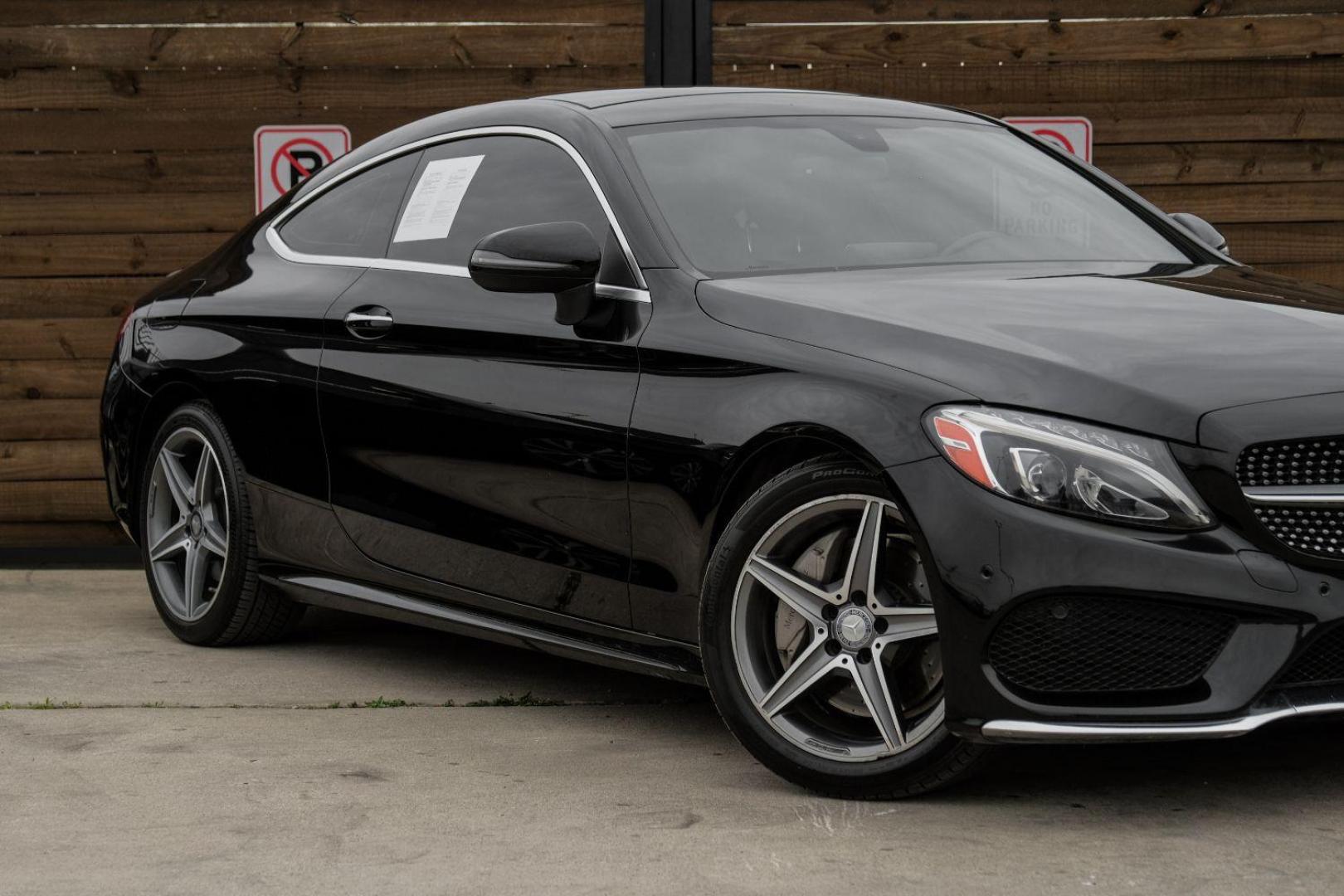 2017 BLACK Mercedes-Benz C-Class C300 Coupe (WDDWJ4JB9HF) with an 2.0L L4 DOHC 16V TURBO engine, 7-Speed Automatic transmission, located at 2401 E Main St., Grand Prairie, TX, 75050, (972) 262-4440, 32.748981, -96.969643 - Photo#7