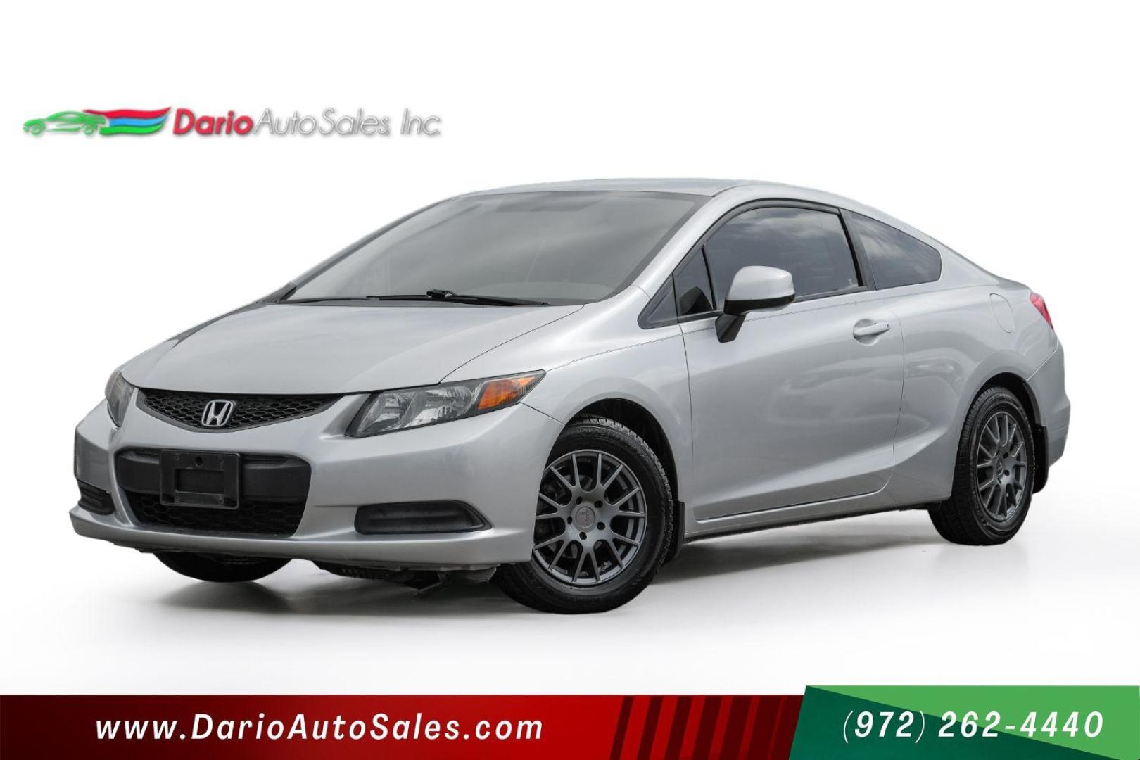 2012 Silver Honda Civic LX Coupe 5-Speed AT (2HGFG3B57CH) with an 2.3L L4 SOHC 16V engine, 5-Speed Automatic transmission, located at 2401 E Main St., Grand Prairie, TX, 75050, (972) 262-4440, 32.748981, -96.969643 - Photo#0