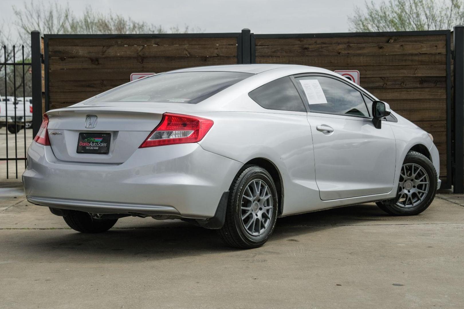 2012 Silver Honda Civic LX Coupe 5-Speed AT (2HGFG3B57CH) with an 2.3L L4 SOHC 16V engine, 5-Speed Automatic transmission, located at 2401 E Main St., Grand Prairie, TX, 75050, (972) 262-4440, 32.748981, -96.969643 - Photo#9