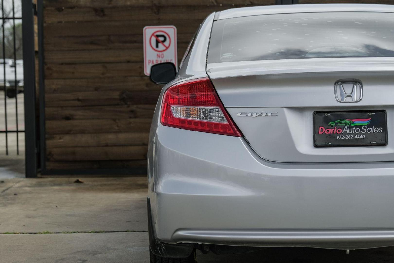 2012 Silver Honda Civic LX Coupe 5-Speed AT (2HGFG3B57CH) with an 2.3L L4 SOHC 16V engine, 5-Speed Automatic transmission, located at 2401 E Main St., Grand Prairie, TX, 75050, (972) 262-4440, 32.748981, -96.969643 - Photo#39