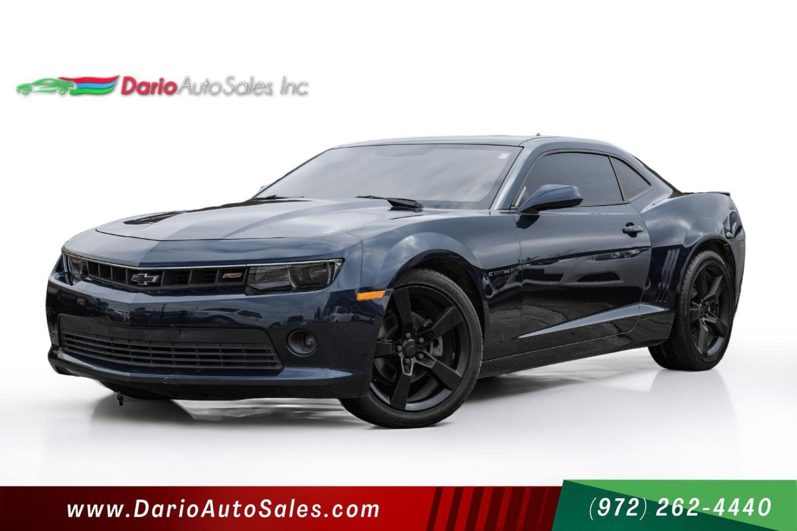 2015 BLUE Chevrolet Camaro 2LT Coupe (2G1FF1E38F9) with an 3.6L V6 DOHC 24V FFV engine, 6-Speed Automatic transmission, located at 2401 E Main St., Grand Prairie, TX, 75050, (972) 262-4440, 32.748981, -96.969643 - Photo#0