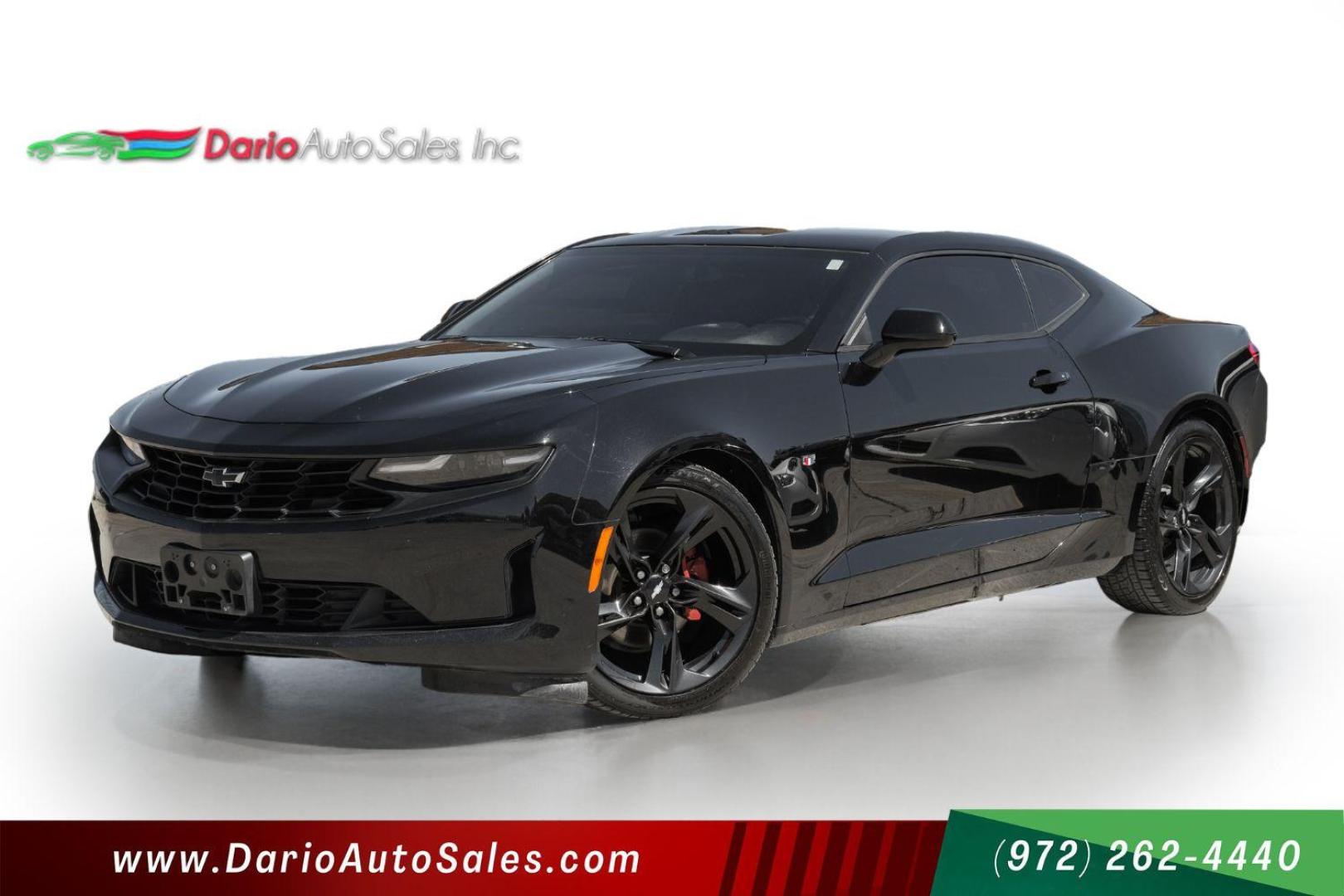 2019 BLACK Chevrolet Camaro 1LT Coupe (1G1FB1RX8K0) with an 2.0L L4 DOHC 16V TURBO engine, 6-Speed Manual transmission, located at 2401 E Main St., Grand Prairie, TX, 75050, (972) 262-4440, 32.748981, -96.969643 - Photo#0