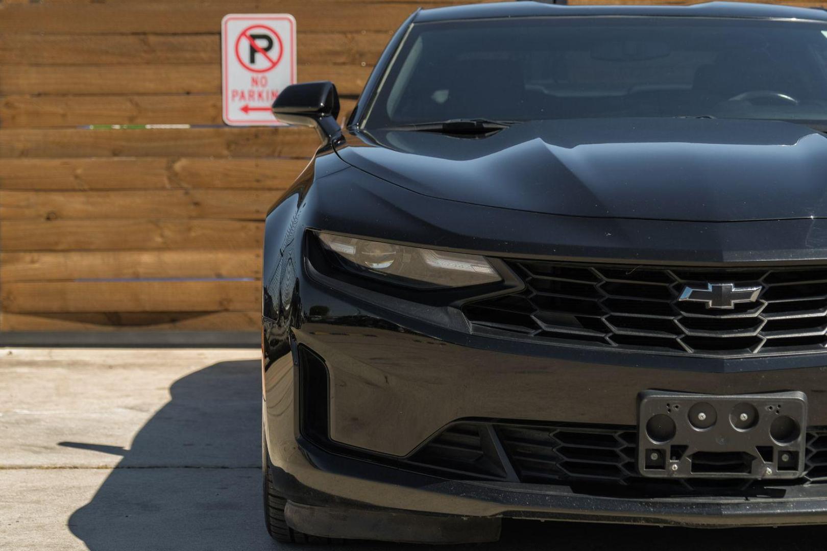 2019 BLACK Chevrolet Camaro 1LT Coupe (1G1FB1RX8K0) with an 2.0L L4 DOHC 16V TURBO engine, 6-Speed Manual transmission, located at 2401 E Main St., Grand Prairie, TX, 75050, (972) 262-4440, 32.748981, -96.969643 - Photo#42