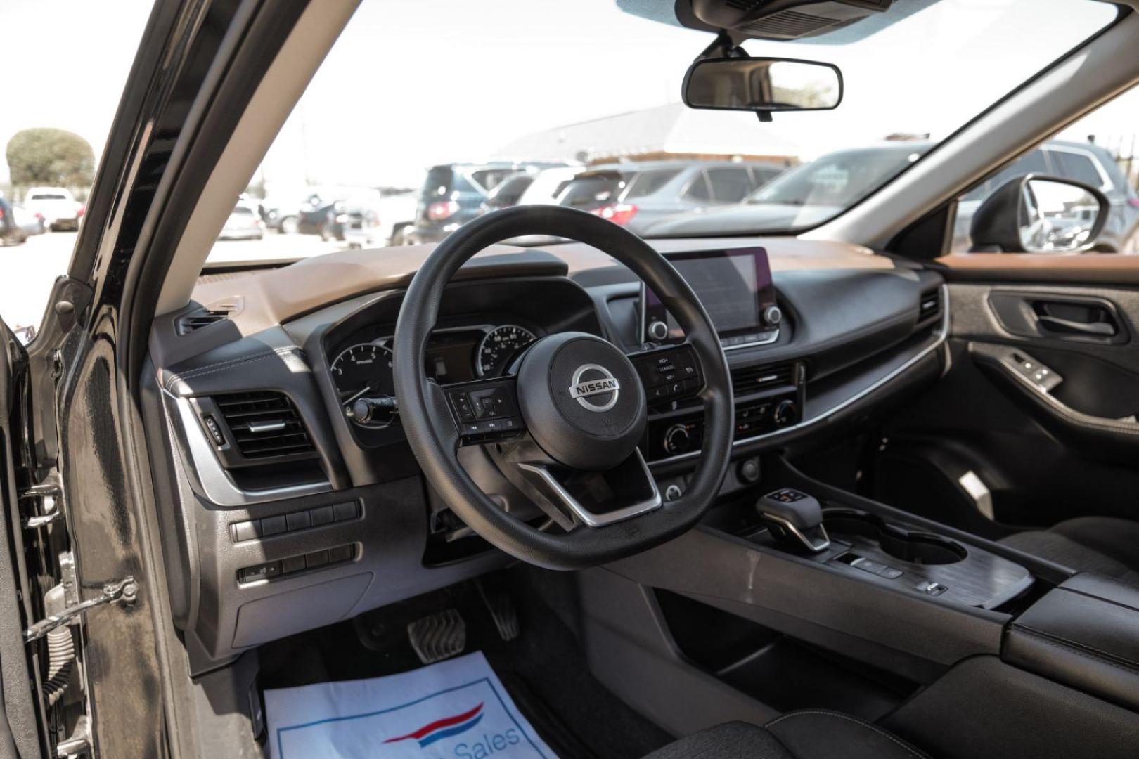 2021 black Nissan Rogue S (5N1AT3AA3MC) with an 2.5L L4 DOHC 16V engine, Continuously Variable Transmission transmission, located at 2401 E Main St., Grand Prairie, TX, 75050, (972) 262-4440, 32.748981, -96.969643 - Photo#2