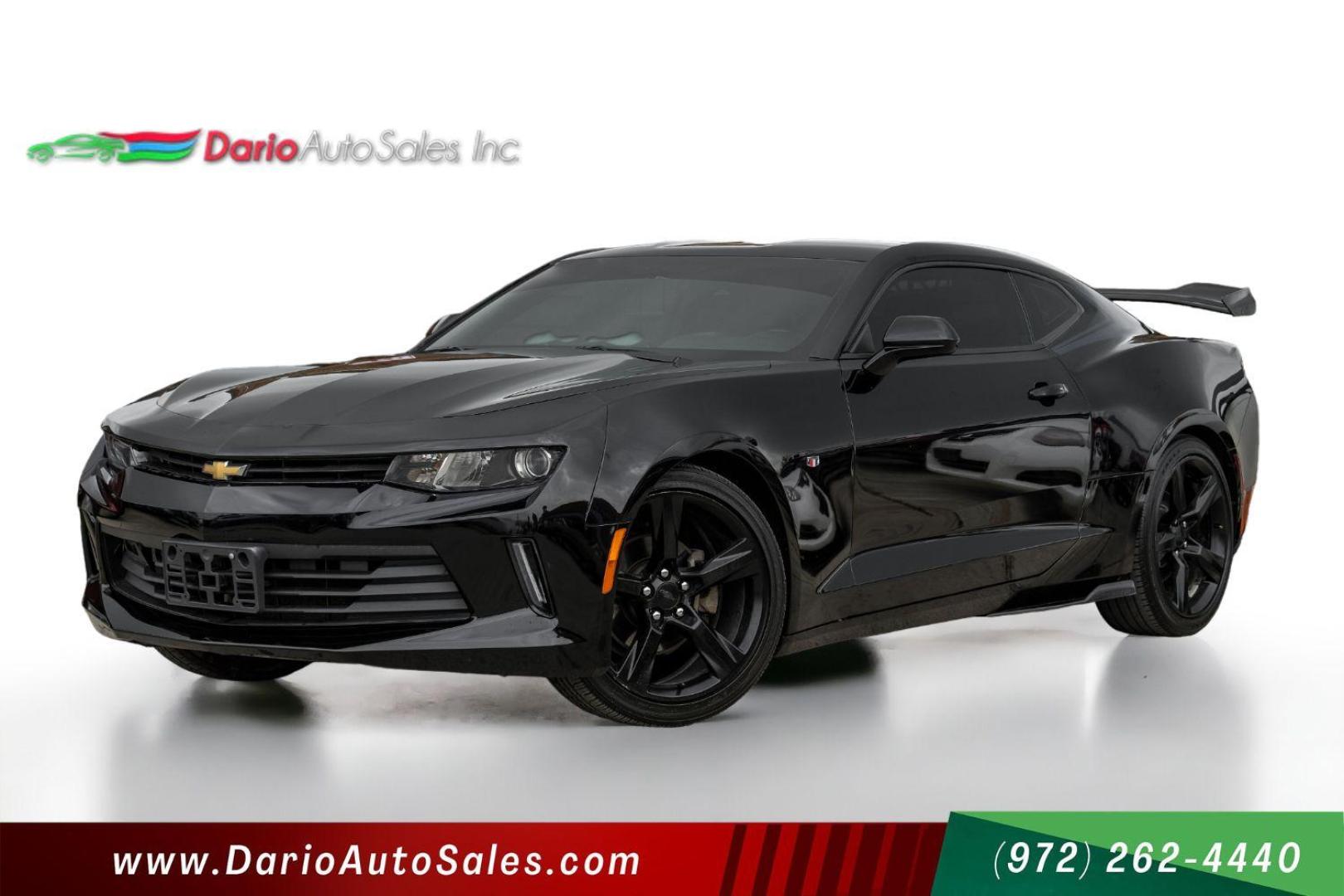 2017 BLACK Chevrolet Camaro 1LT Coupe (1G1FA1RX4H0) with an 2.0L L4 DOHC 16V TURBO engine, 6-Speed Manual transmission, located at 2401 E Main St., Grand Prairie, TX, 75050, (972) 262-4440, 32.748981, -96.969643 - Photo#0