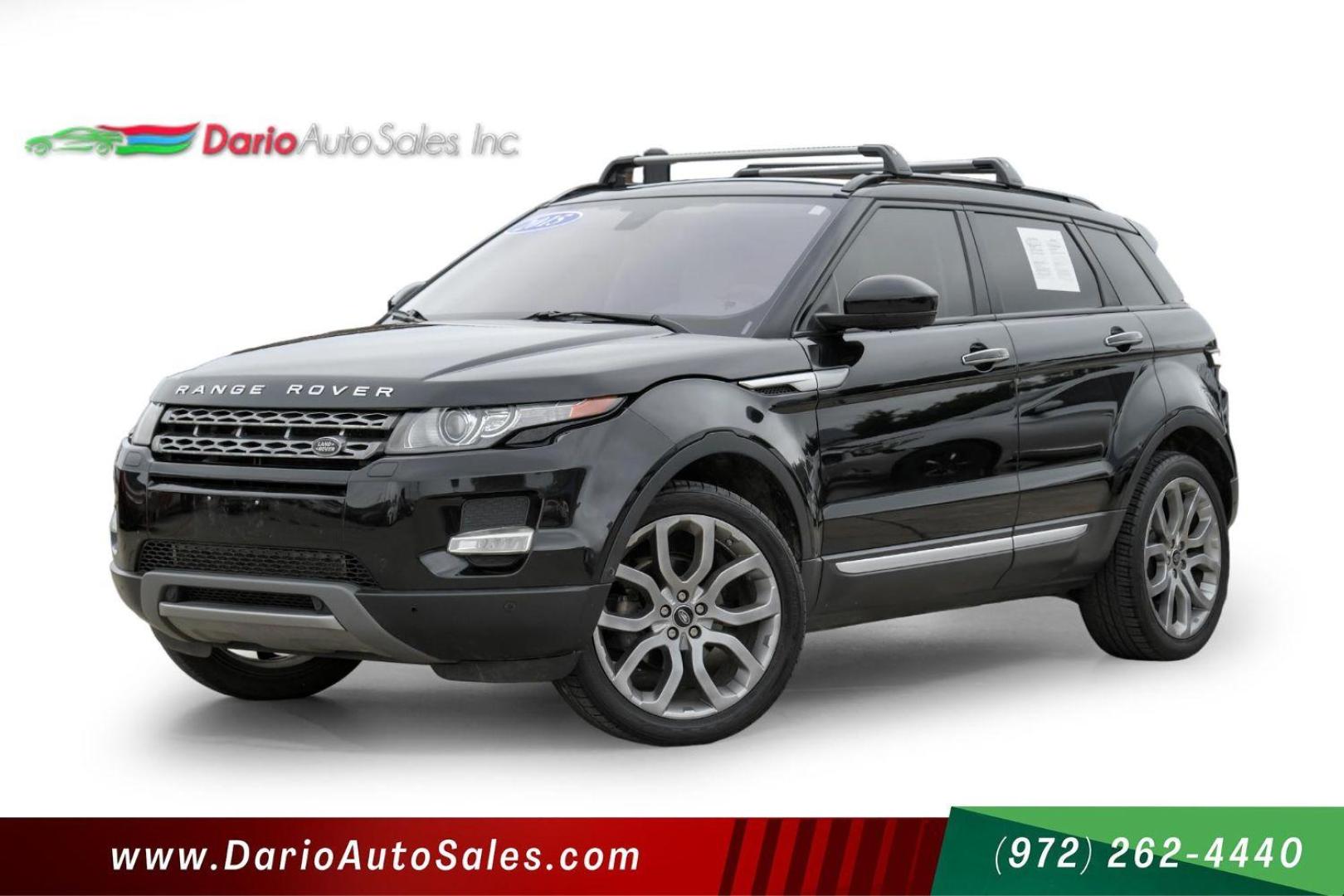 2015 black Land Rover Range Rover Evoque Prestige Premium 5-Door (SALVV2BG8FH) with an 2.0L L4 DOHC 24V TURBO engine, 9-Speed Automatic transmission, located at 2401 E Main St., Grand Prairie, TX, 75050, (972) 262-4440, 32.748981, -96.969643 - Photo#0