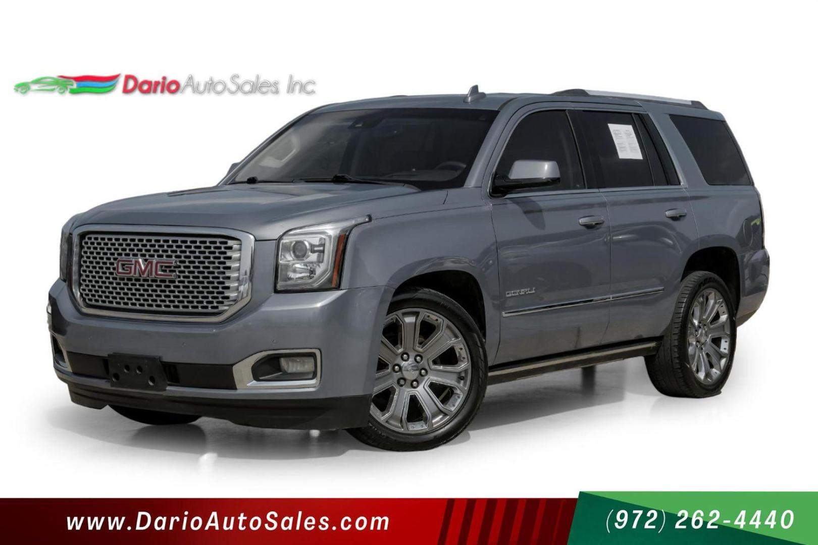 2015 GRAY GMC Yukon Denali 2WD (1GKS1CKJ2FR) with an 6.2L V8 OHV 16V engine, 6-Speed Automatic transmission, located at 2401 E Main St., Grand Prairie, TX, 75050, (972) 262-4440, 32.748981, -96.969643 - Photo#0