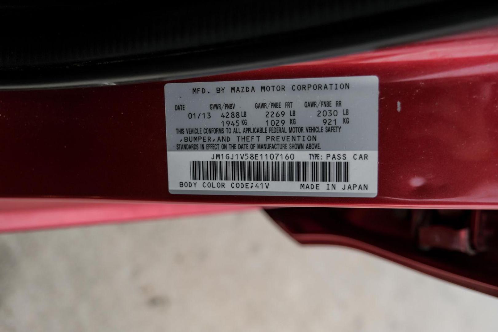 2014 RED Mazda Mazda6 i Touring (JM1GJ1V58E1) with an 2.5L L4 DOHC 16V engine, 6-Speed Automatic transmission, located at 2401 E Main St., Grand Prairie, TX, 75050, (972) 262-4440, 32.748981, -96.969643 - Photo#60